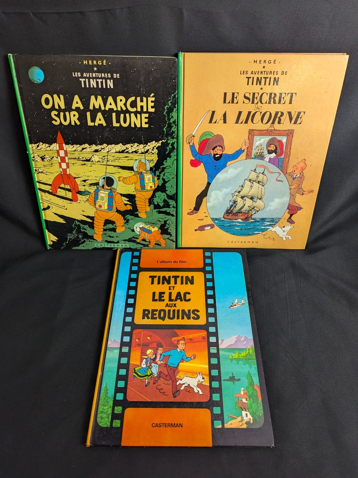 Lot 3 BD Tintin Le Secret de la Licorne On a Marche Sur La Lune Lac aux Requins