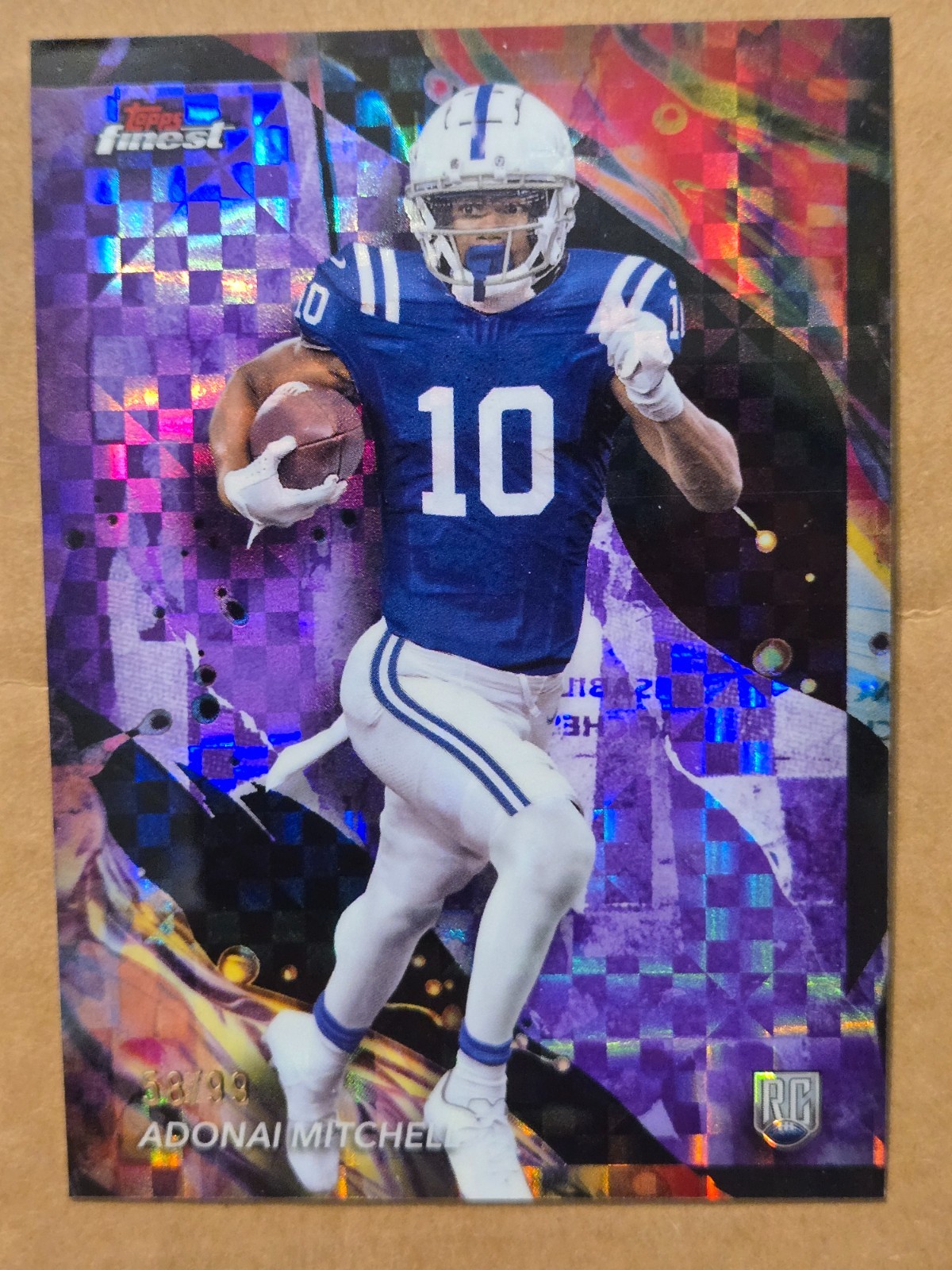 2024 Topps Finest Adonai Mitchell #185 Uncommon RC Purple Checkerboard /99