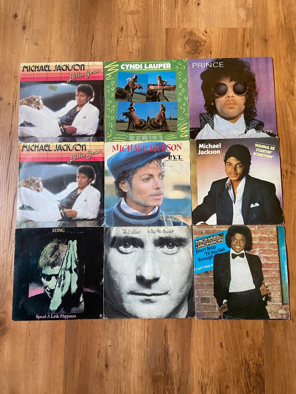 Lot vinyles 45 tours Michael Jackson Prince Phill Collins Sting Cindy Lauper