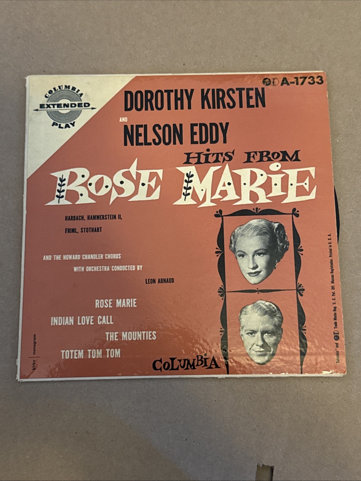 DOROTHY KIRSTEN: hits form rose marie COLUMBIA 7" EP 45 RPM