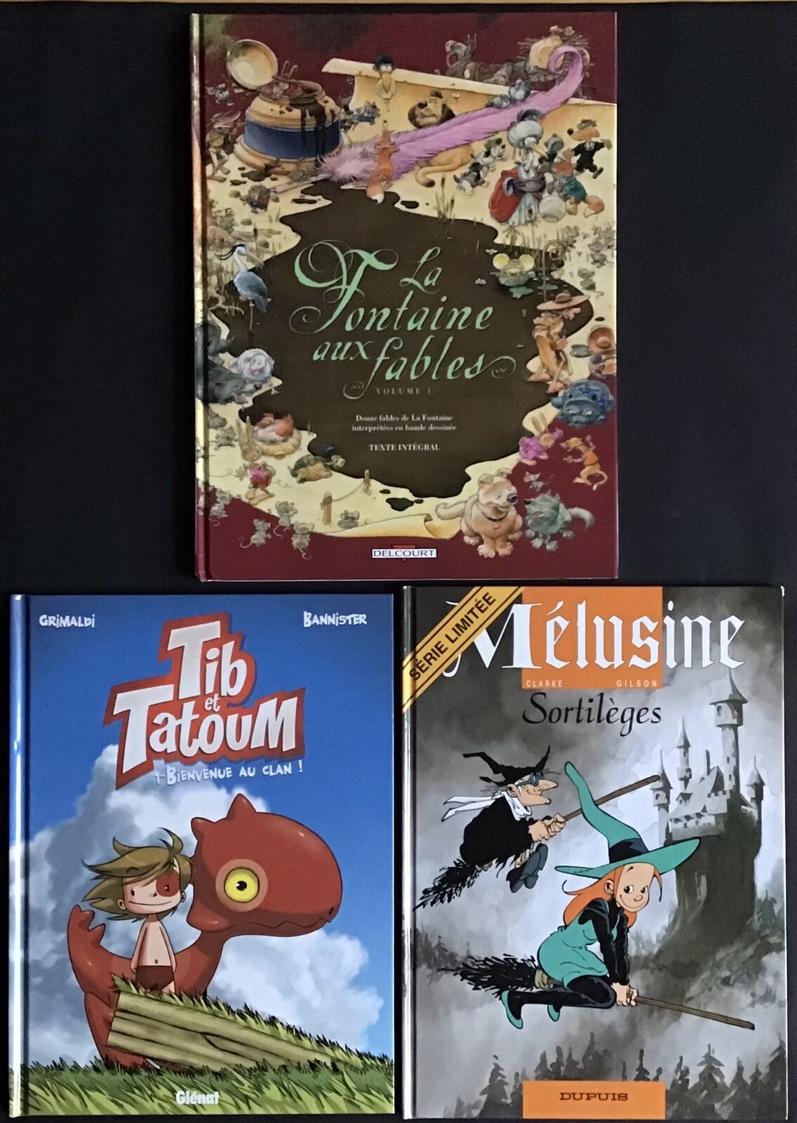 Lot de 3 albums La Fontaine aux fables 1 + Tib et Tatoum 1 + Mélusine 1 TBE