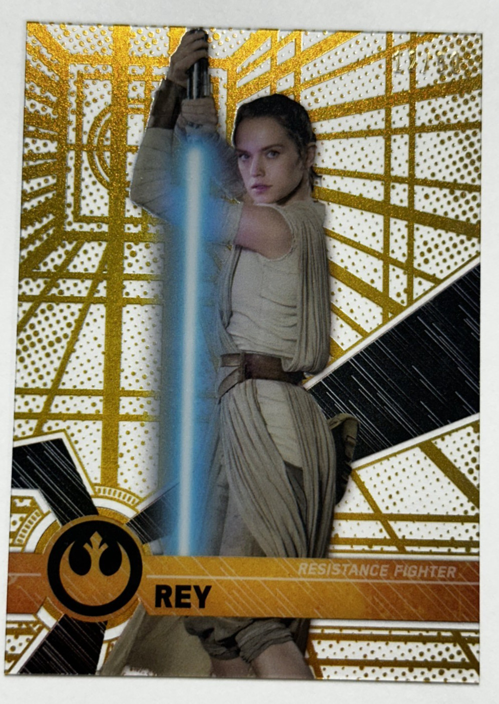 2016 Topps Star Wars High Tek #7 Rey Gold Diffrattore /50 Daisy Ridley