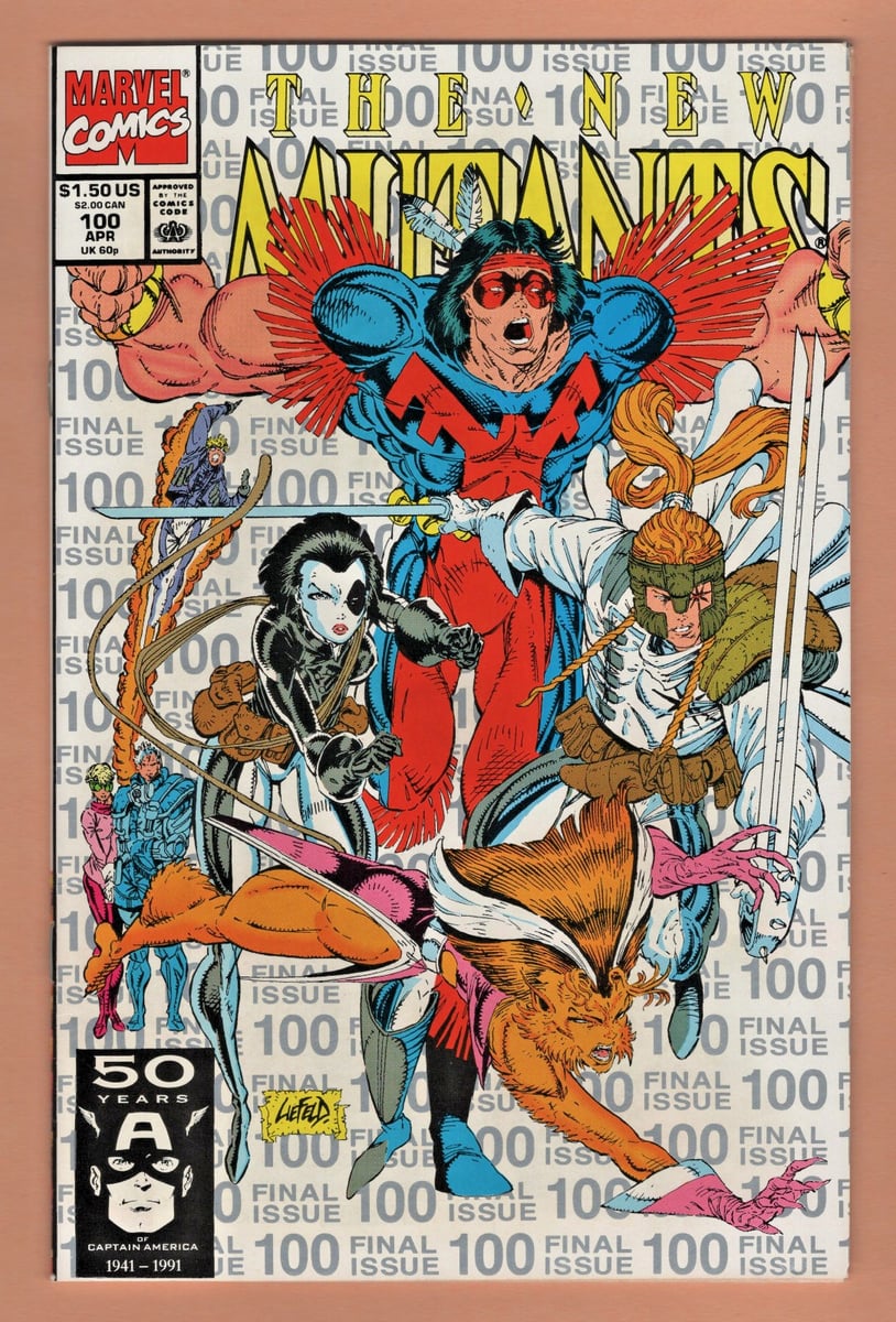 The New Mutants #100 (aprile 1991) Marvel Silver 3a stampa variante 9,8 quasi nuovo/MT