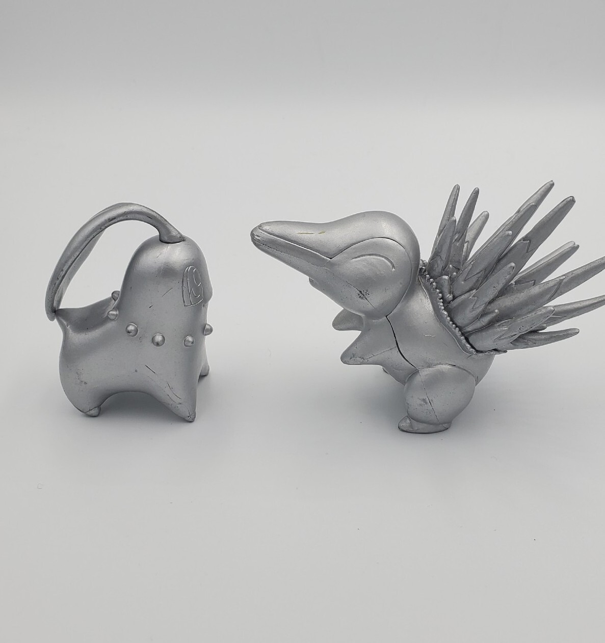 2010 Pokemon Jakks Figures - Chikorita Silver - Cyndaquil Silver
