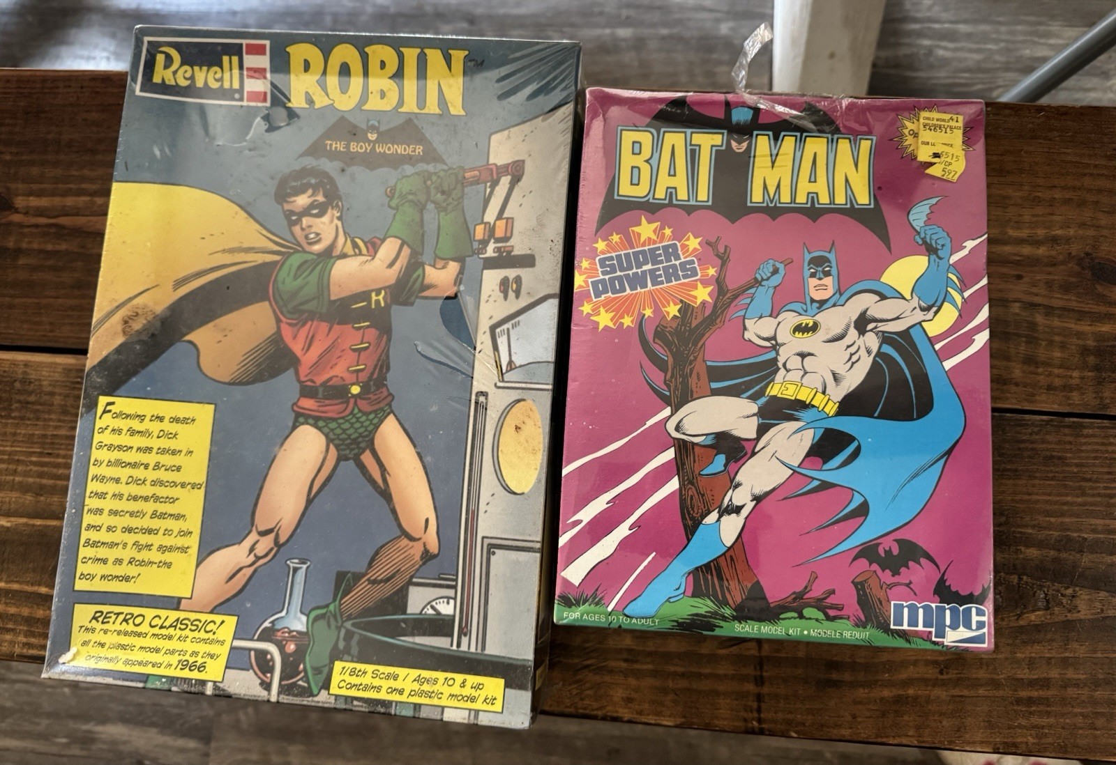 Vintage Batman MPC Super Powers & Robin Revell Model Kit Bundle Duo
