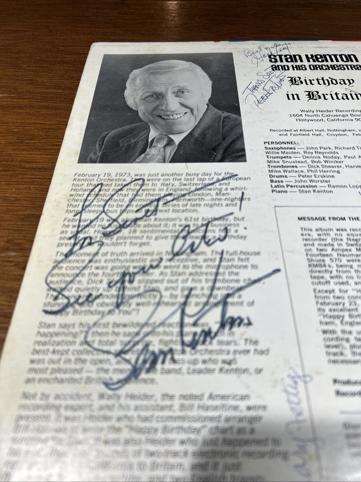 Stan Kenton And His Orchestra – Birthday In Britain - VG+ Signed Autographed