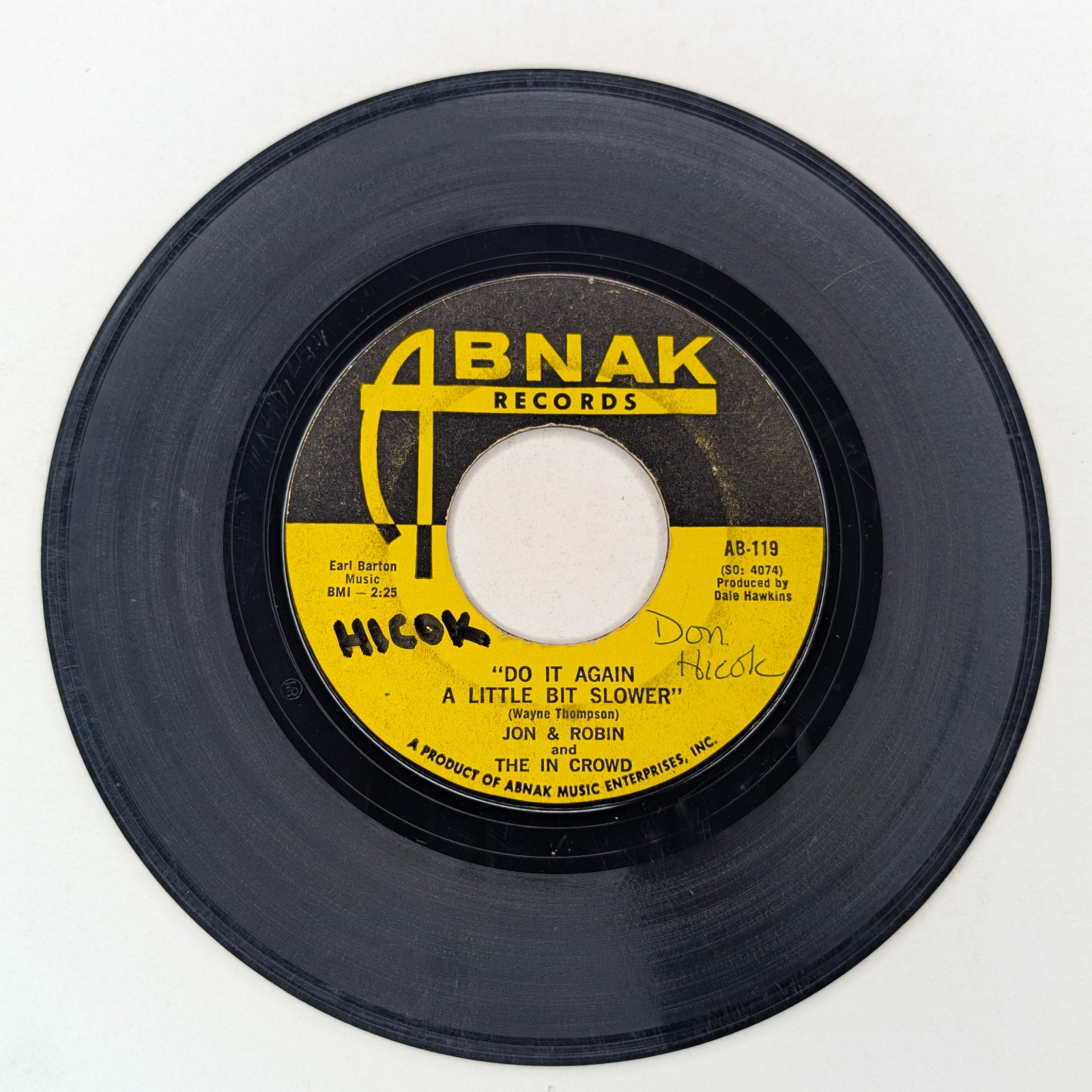 1967 Jon & Robin The In Crowd Abnak 45 RPM Do It Again / If I Need Someone