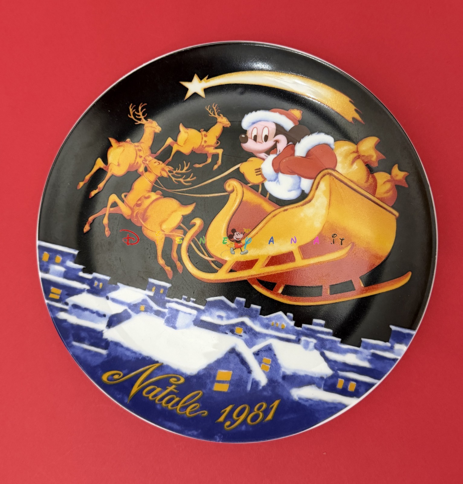 ⭐ TOPOLINO Piatto di Natale 1981 - Marco Rota - Disney - DISNEYANA.IT ⭐