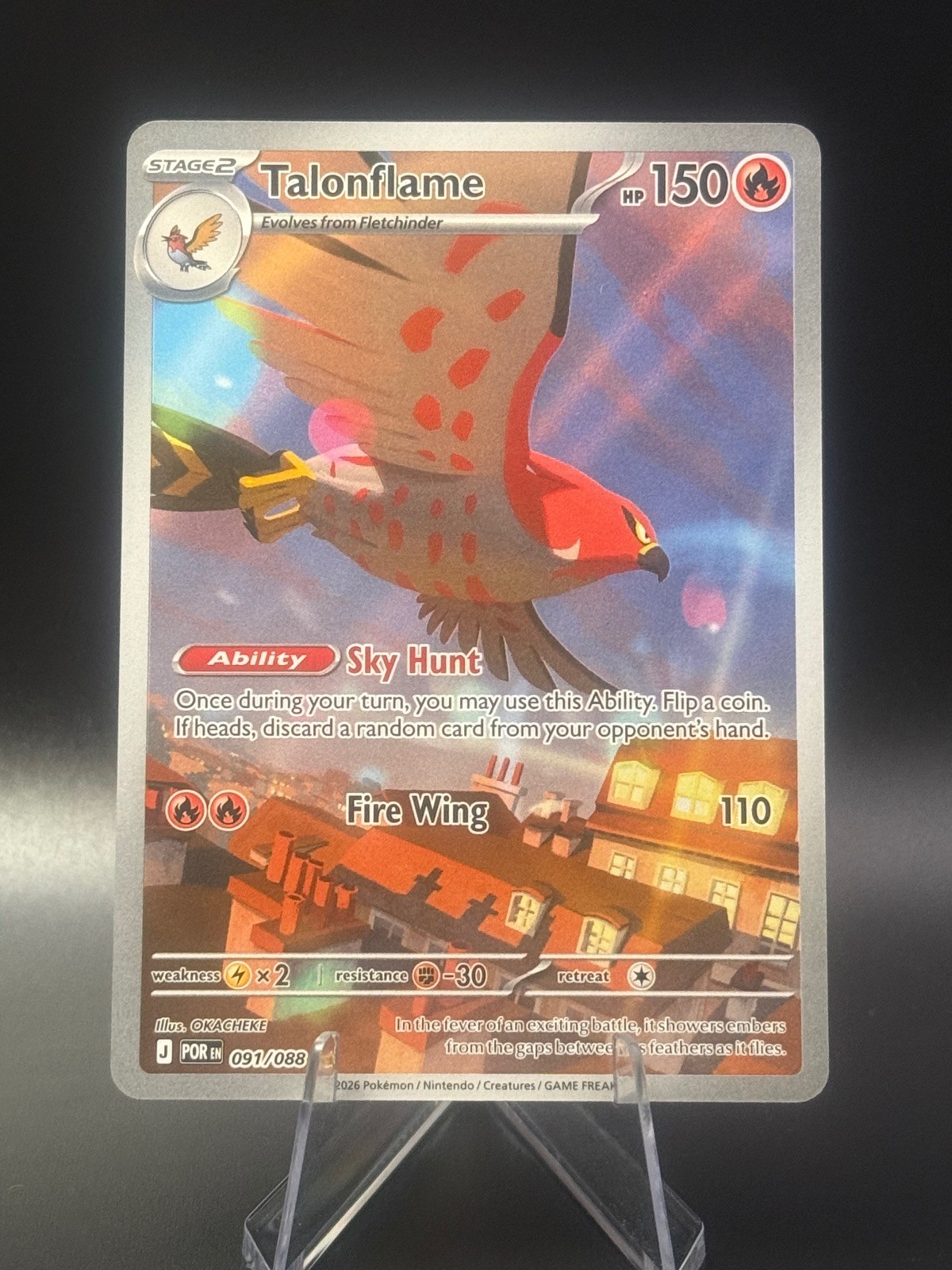 Talonflame 091/088 Holo Illustrazione Rara Perfetto Ordine Pokemon Near Mint