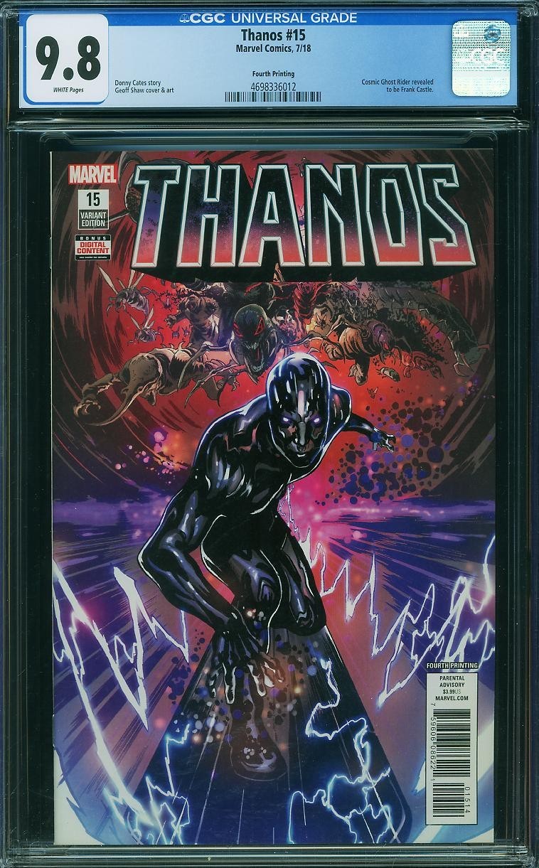Thanos 15 CGC 9.8 WP 4a stampa Cosmic Ghost Rider rivelato: Frank Castle Marvel