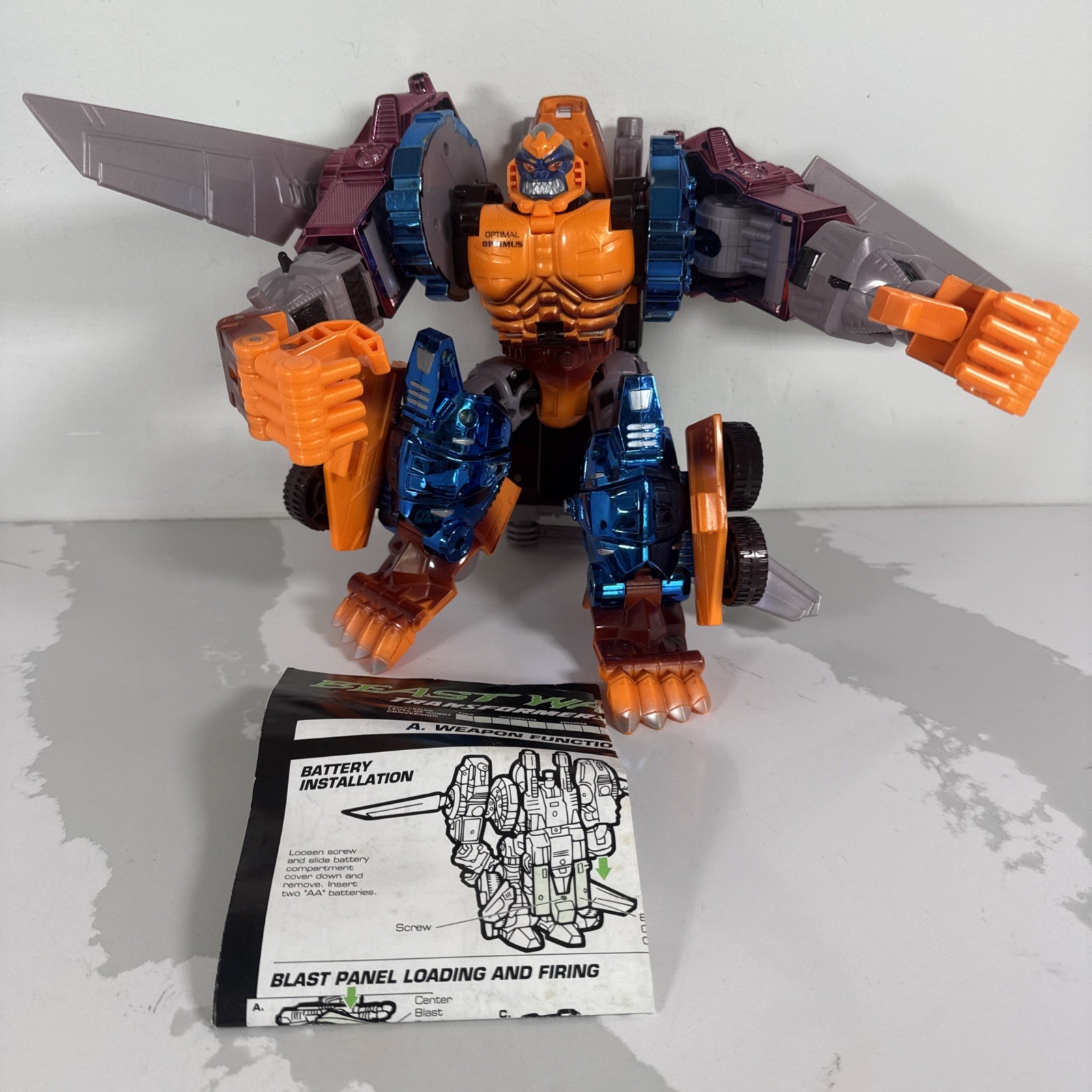Transformers Optimal Optimus Beast Wars Transmetals vintage con istruzioni*J