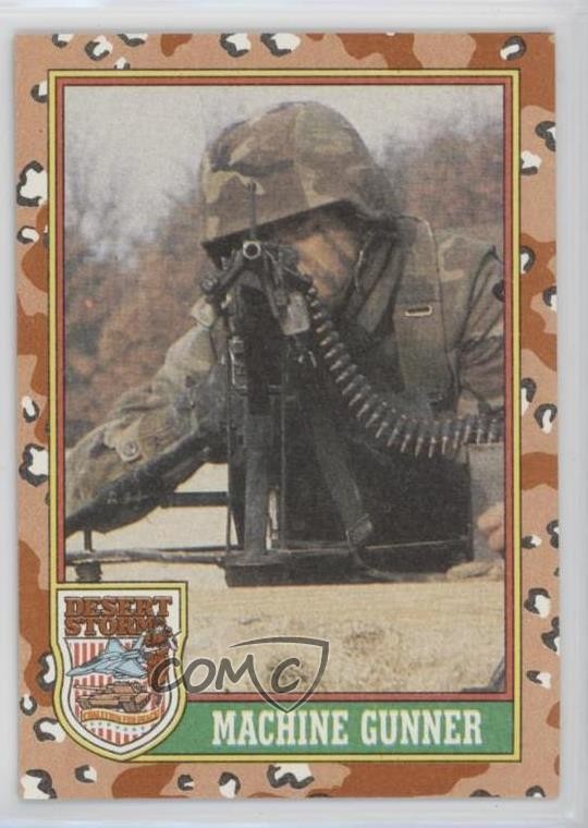 1991 Topps Desert Storm mitragliatrice (tempesta marrone; spazi vuoti sul retro) 0a1
