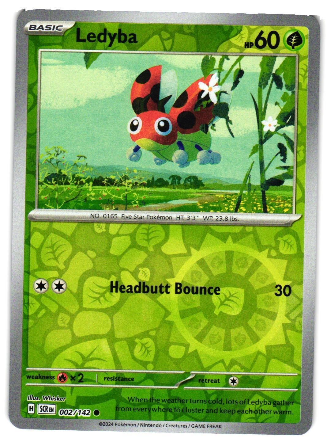 Pokemon TCG Ledyba 002/142 Reverse Holo Sv07: Corona Stellare quasi nuovo