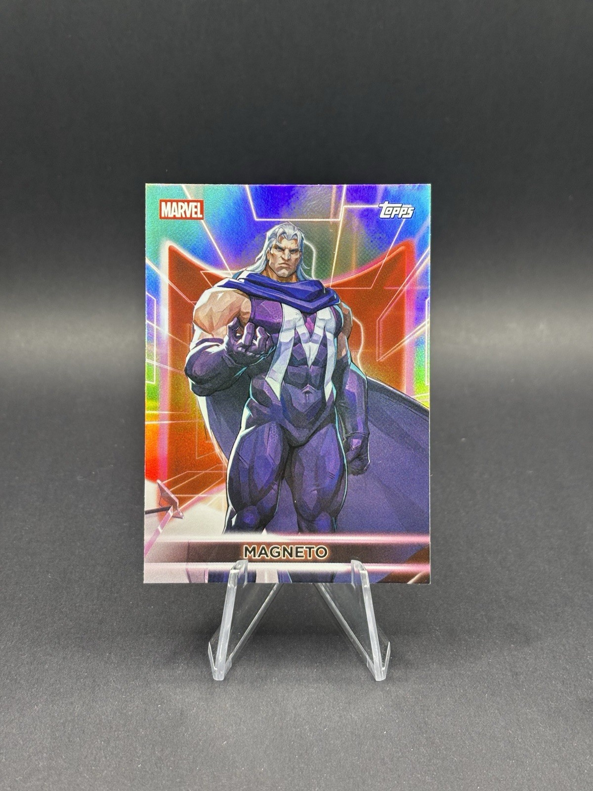 Magneto 2026 Topps Marvel Neon Marvel Rivals Base Image Variation Rainbow Foil