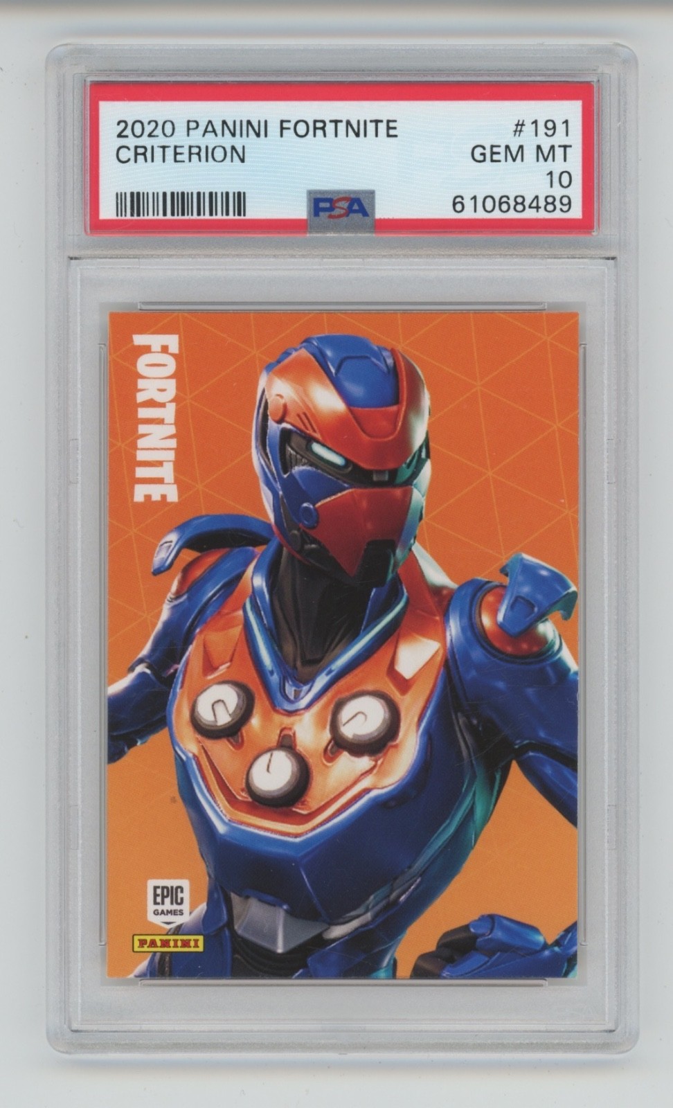 CRITERION 2020 PANINI FORTNITE EPIC GAMES #191 OUTFIT LEGGENDARIO PSA 10 POP 11