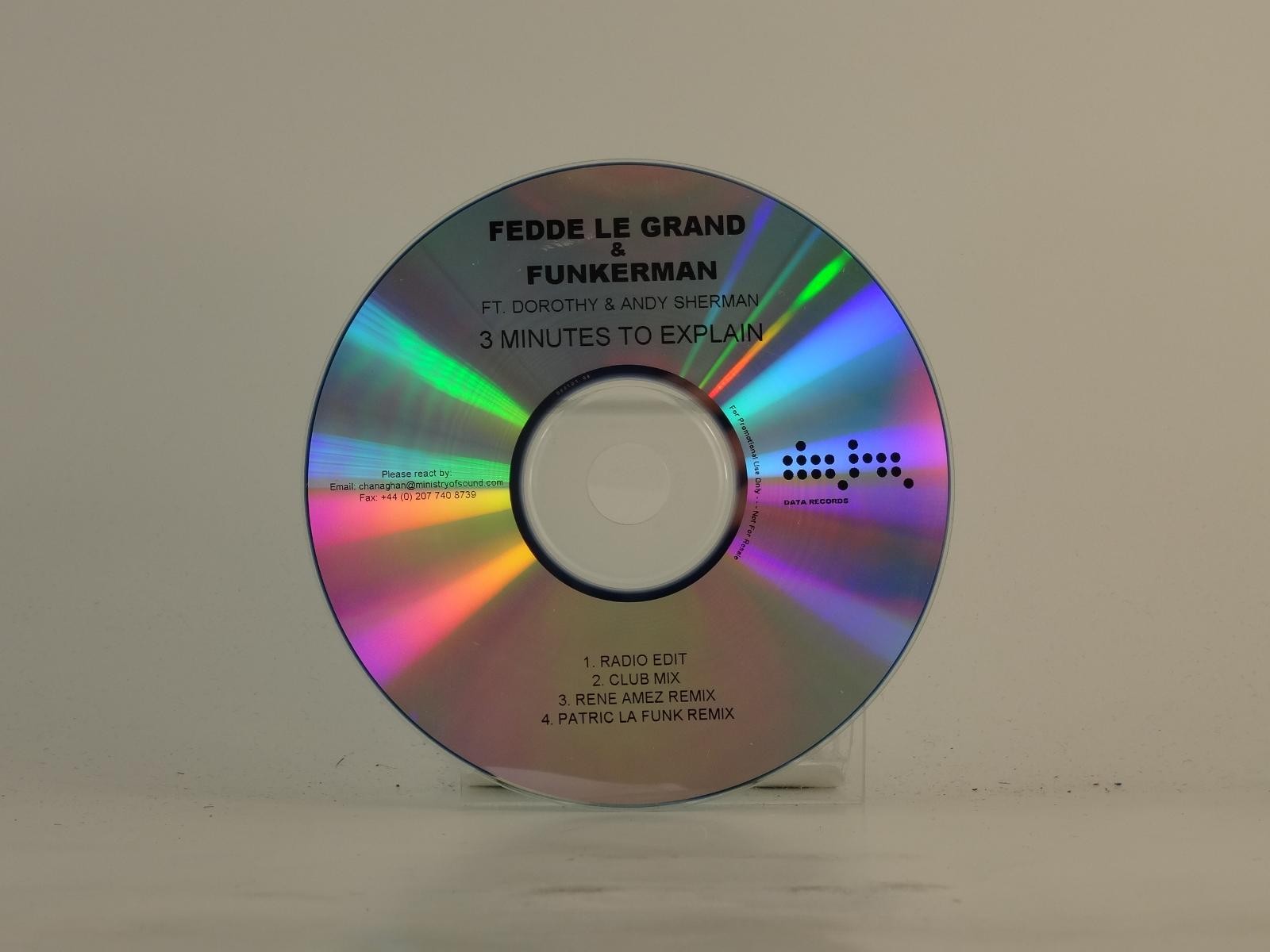 FEDDE LE GRAND AND FUNKERMAN 3 MINUTES TO EXPLAIN (D97) 4 Track Promo CD Single 