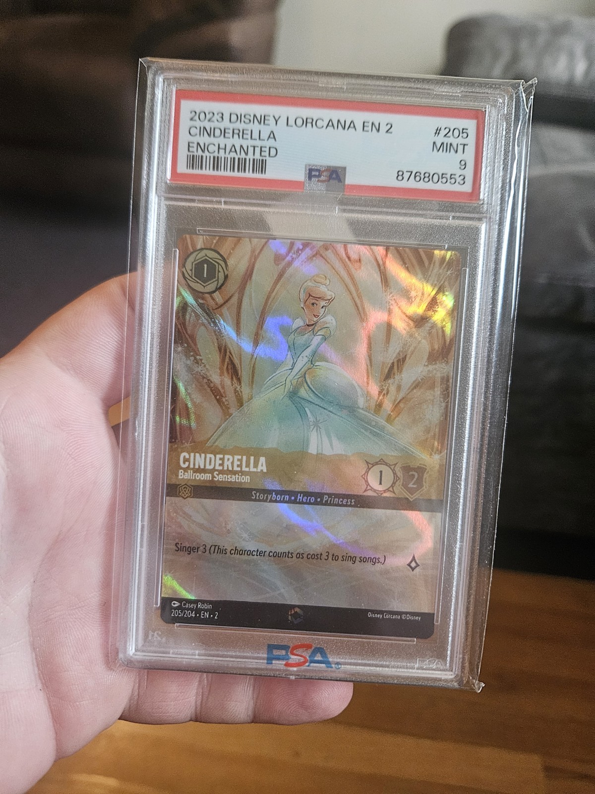 2023 Disney Lorcana EN2 Cinderella 205/204 Enchanted Rise of Floodborn PSA 9