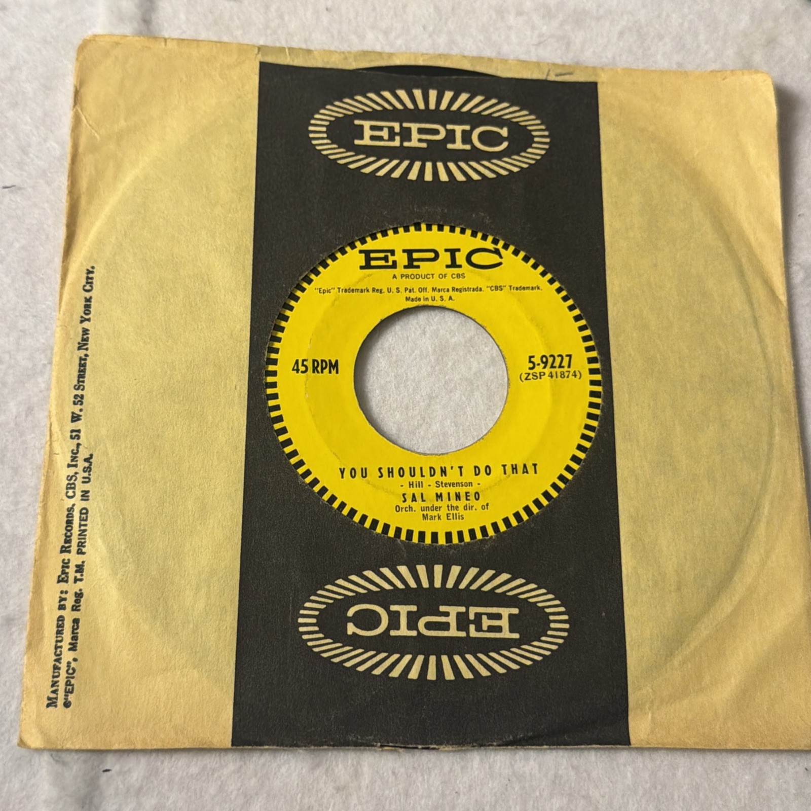 SAL MINEO: Lasting Love / You Shouldn't Do That, 45 RPM VG (FB)