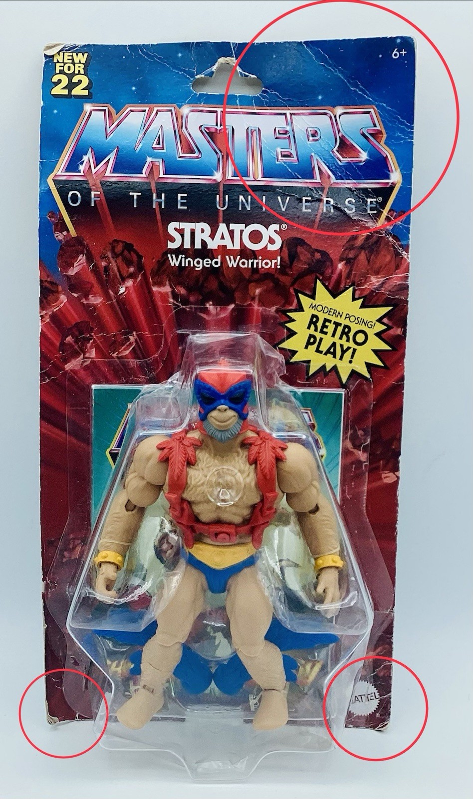 Stratos Winged Warrior!- Masters of the Universe Retro Play 2021 Damaged Package