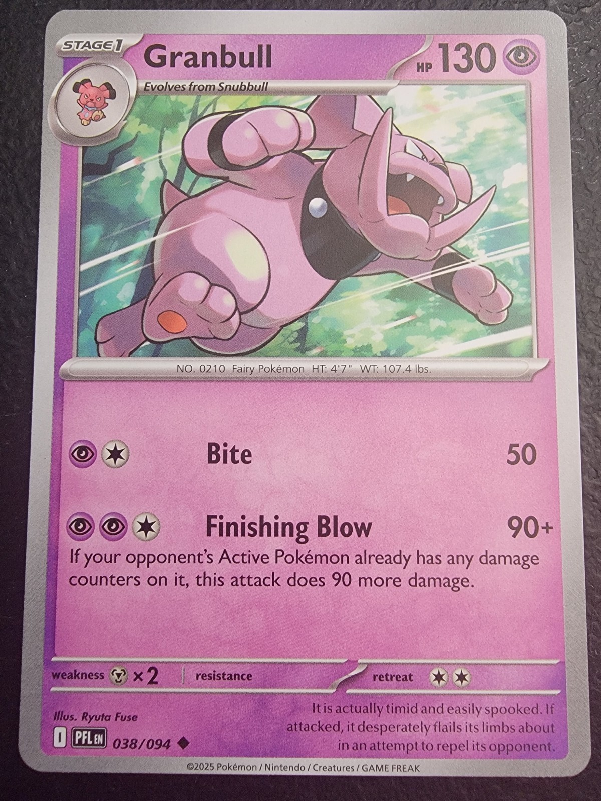 Pokemon TCG Granbull 038/094 Me02: Phantasmal Flames Regular NON-Foil