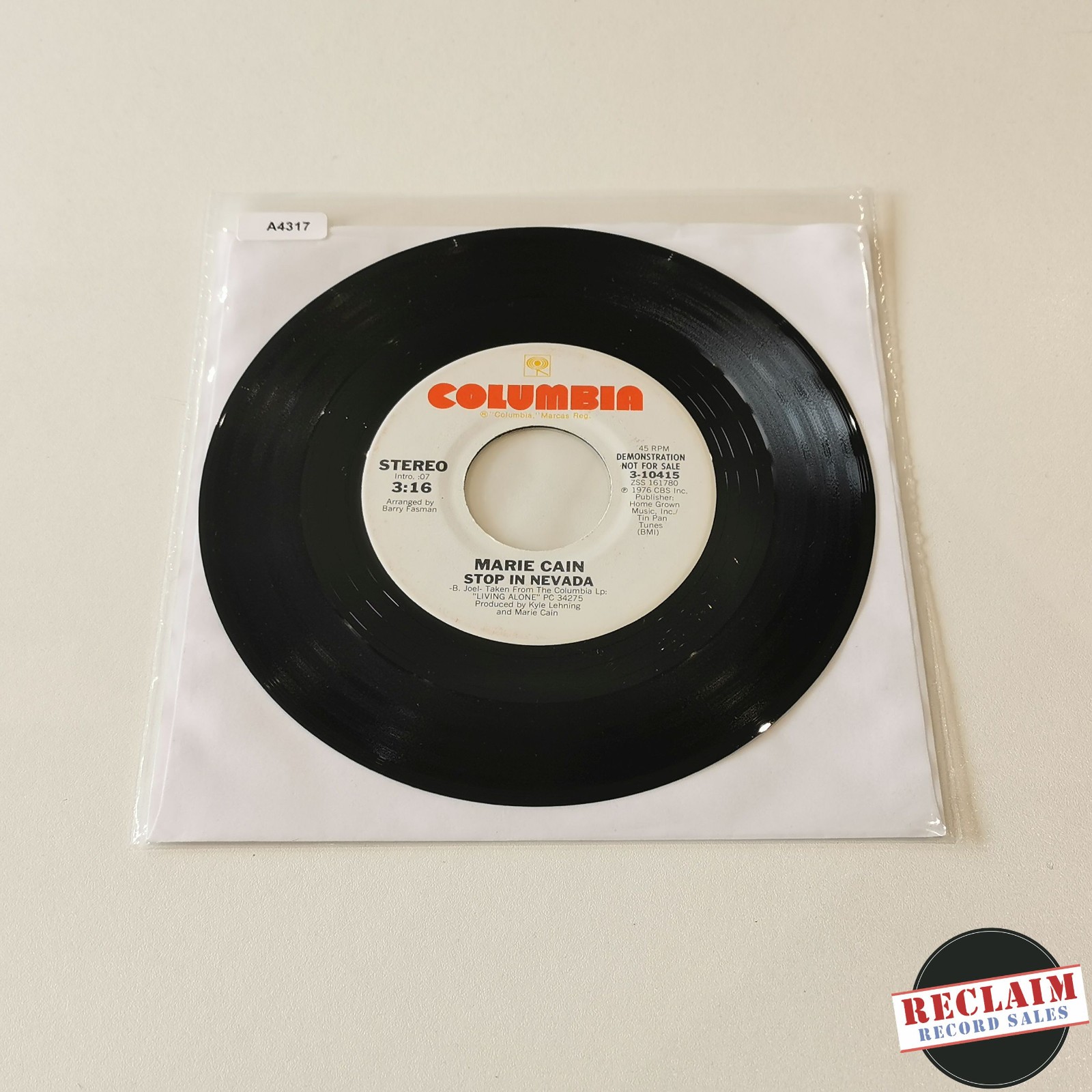 marie cain - stop in nevada 7" vinyl record VG
