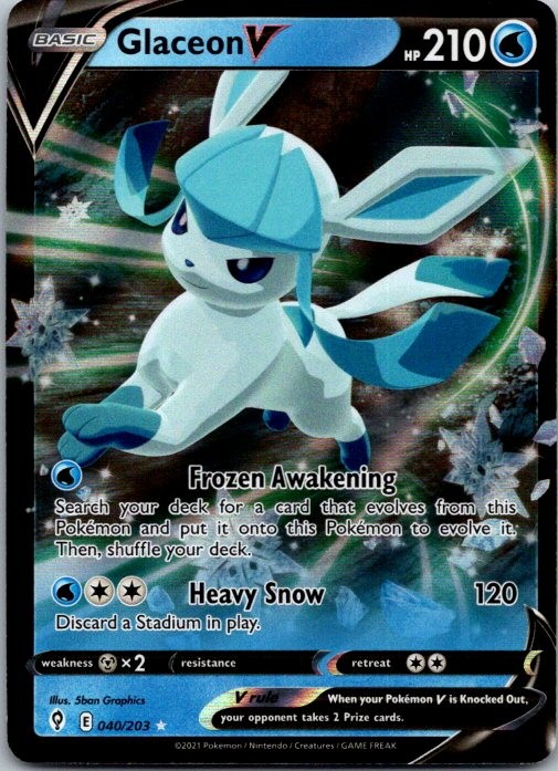 Glaceon V 040/203 Holo Ultra Rare Evolving Skies Pokemon Near Mint