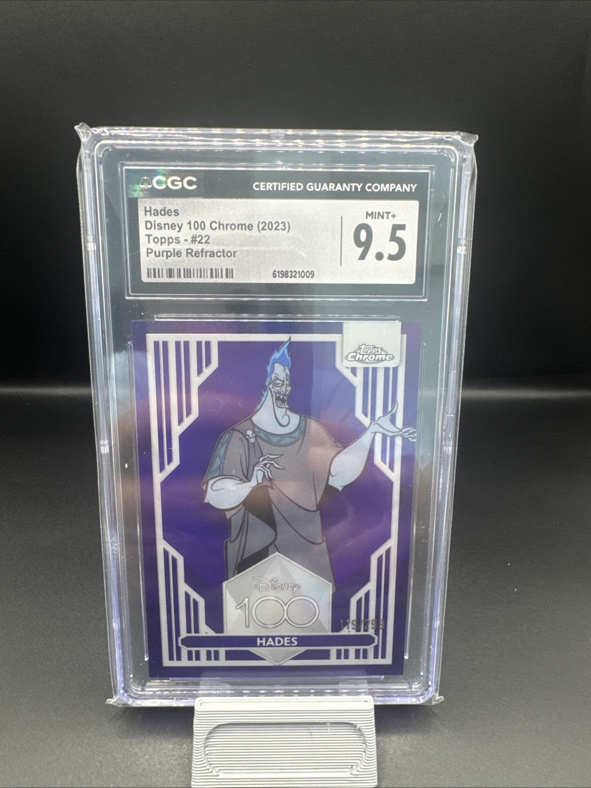 2023 Topps Chrome Disney 100 Hades #22 Purple Refractor /299 CGC 9.5