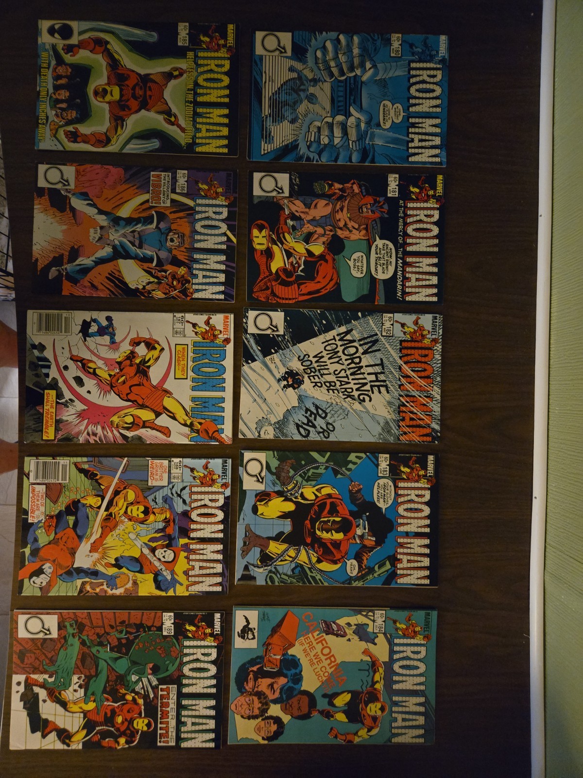 Lotto 10 fumetti Iron Man.  Numeri 180. - 189.  Marvel Comics 1984.