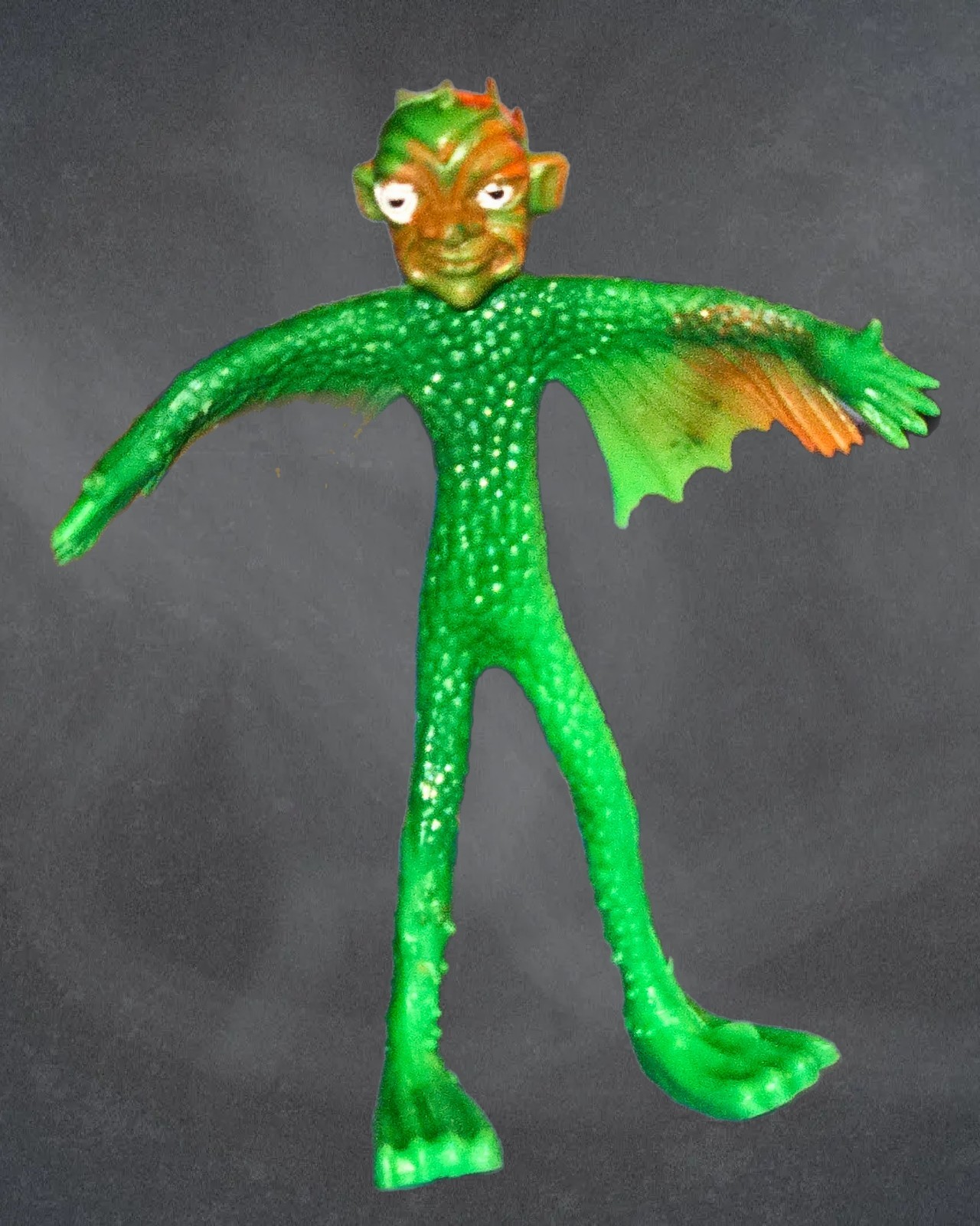 Figurina Monster Bendy 5" vintage anni 80 creatura rettiliana alata reg n. 972154
