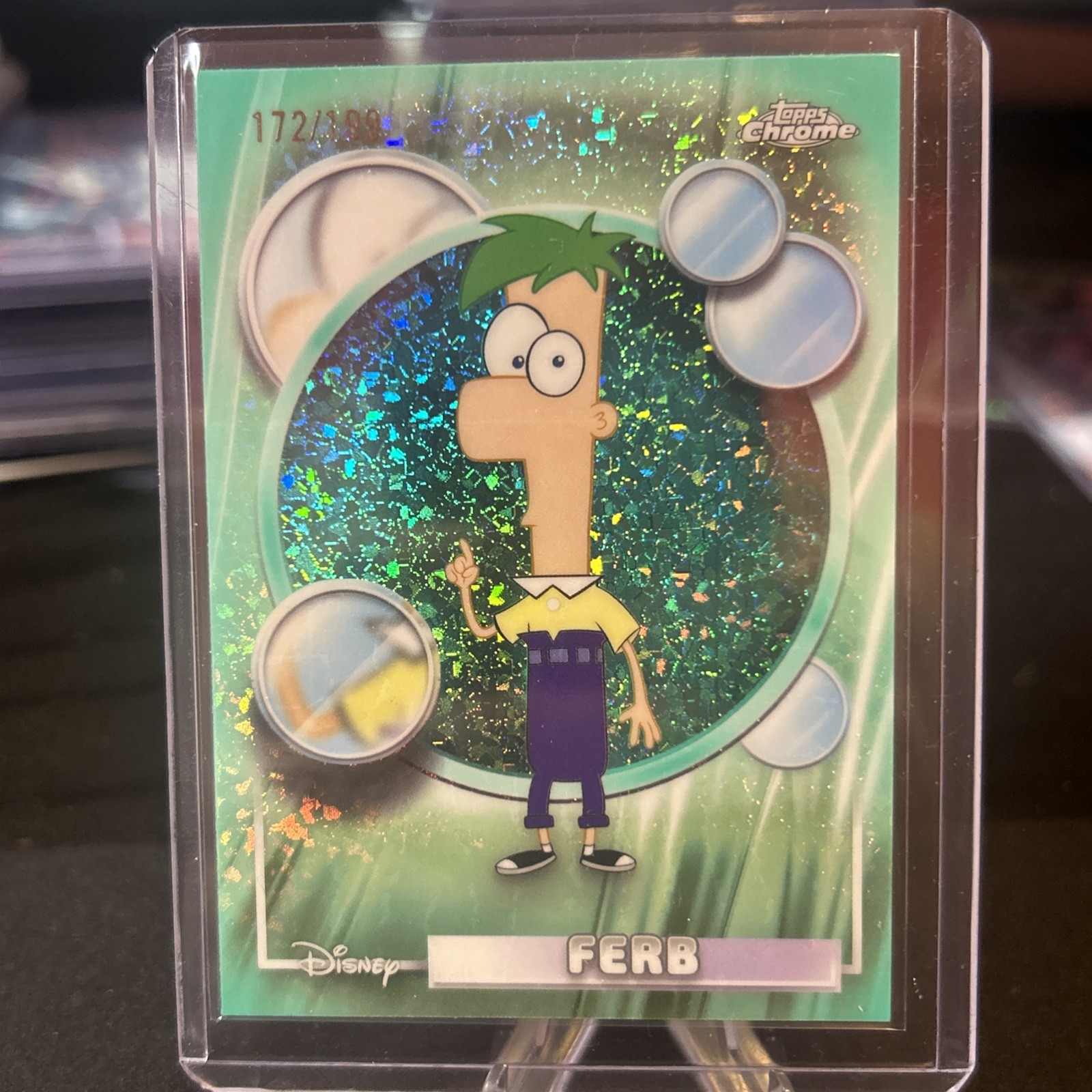 2026 Topps Chrome Disney Ferb /199 Aqua Mini Diamond