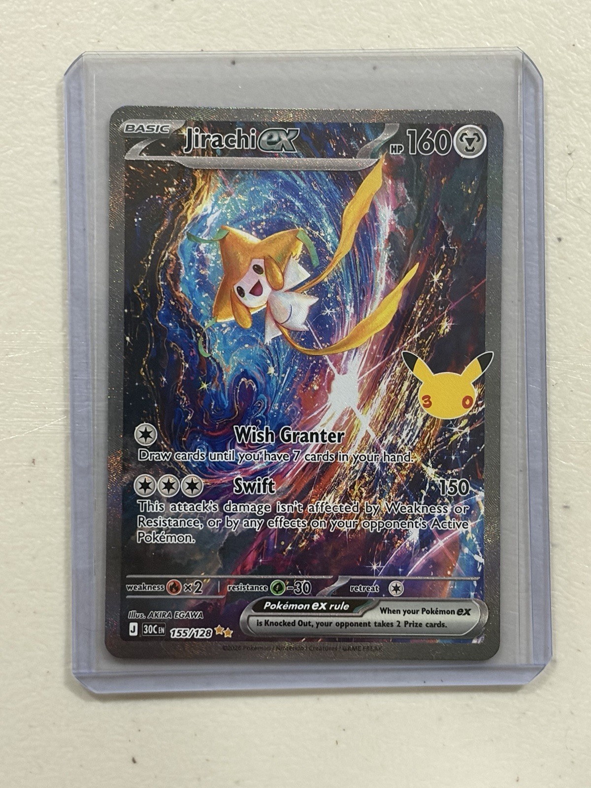Jirachi ex 155/128 Me: Pokémon 30th Celebration Holo Special Illustration Rare