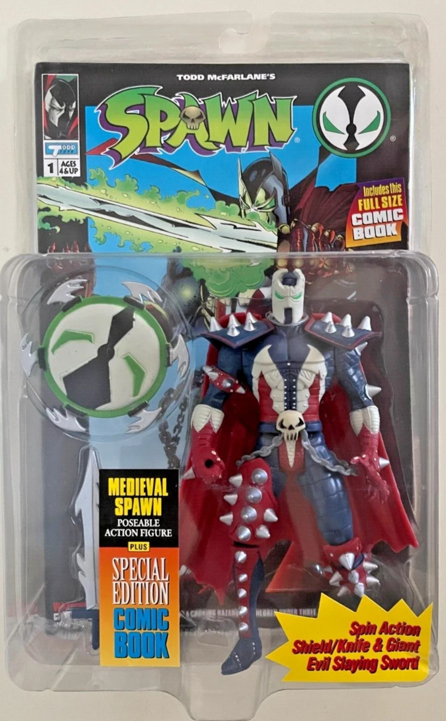 Modellino Todd McFarlane's MEDIEVAL SPAWN 1994 TODD TOY bello su cartoncino