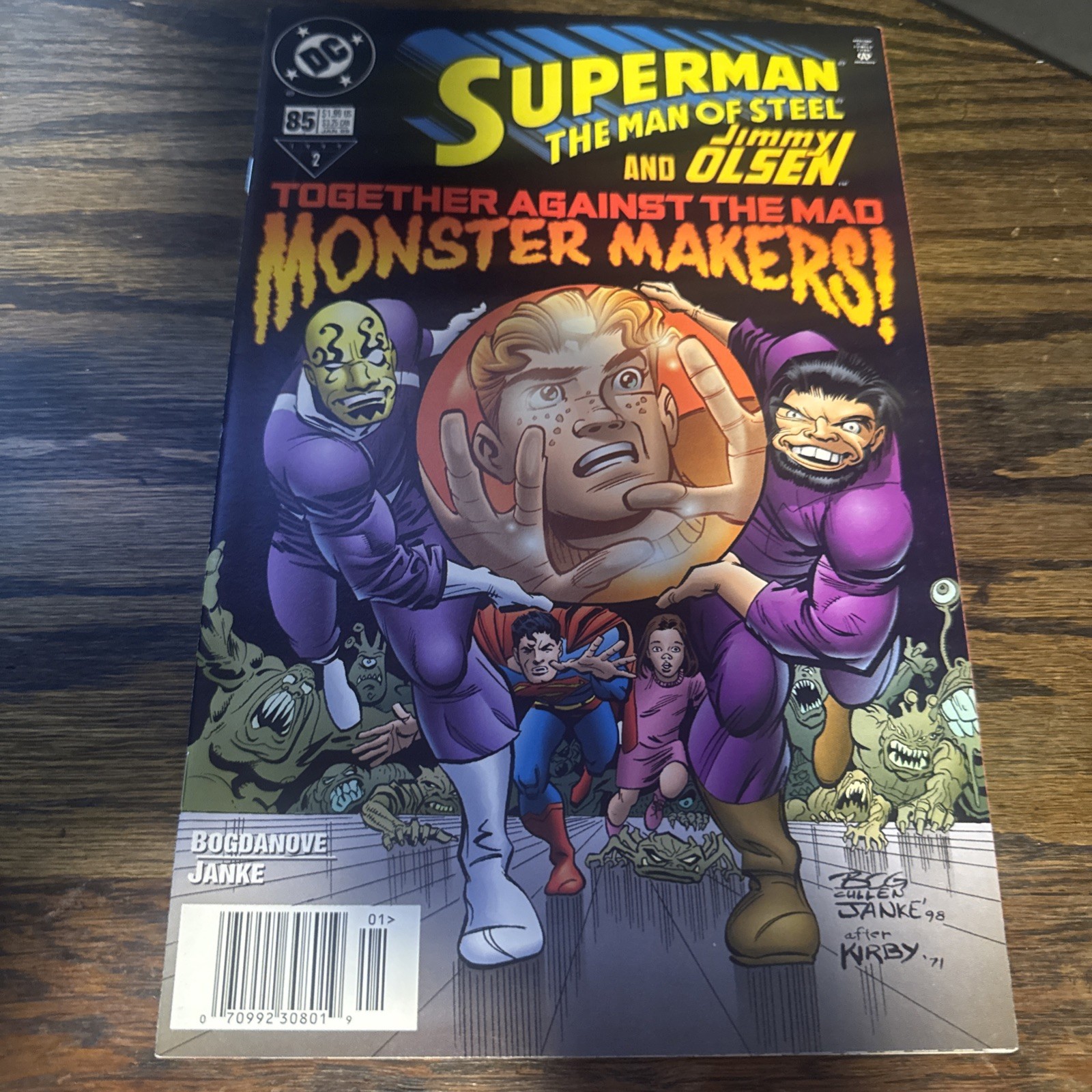 1999 DC Superman Man of Steel #85 Edicola Jimmy Olsen omaggio/borsa e tavola