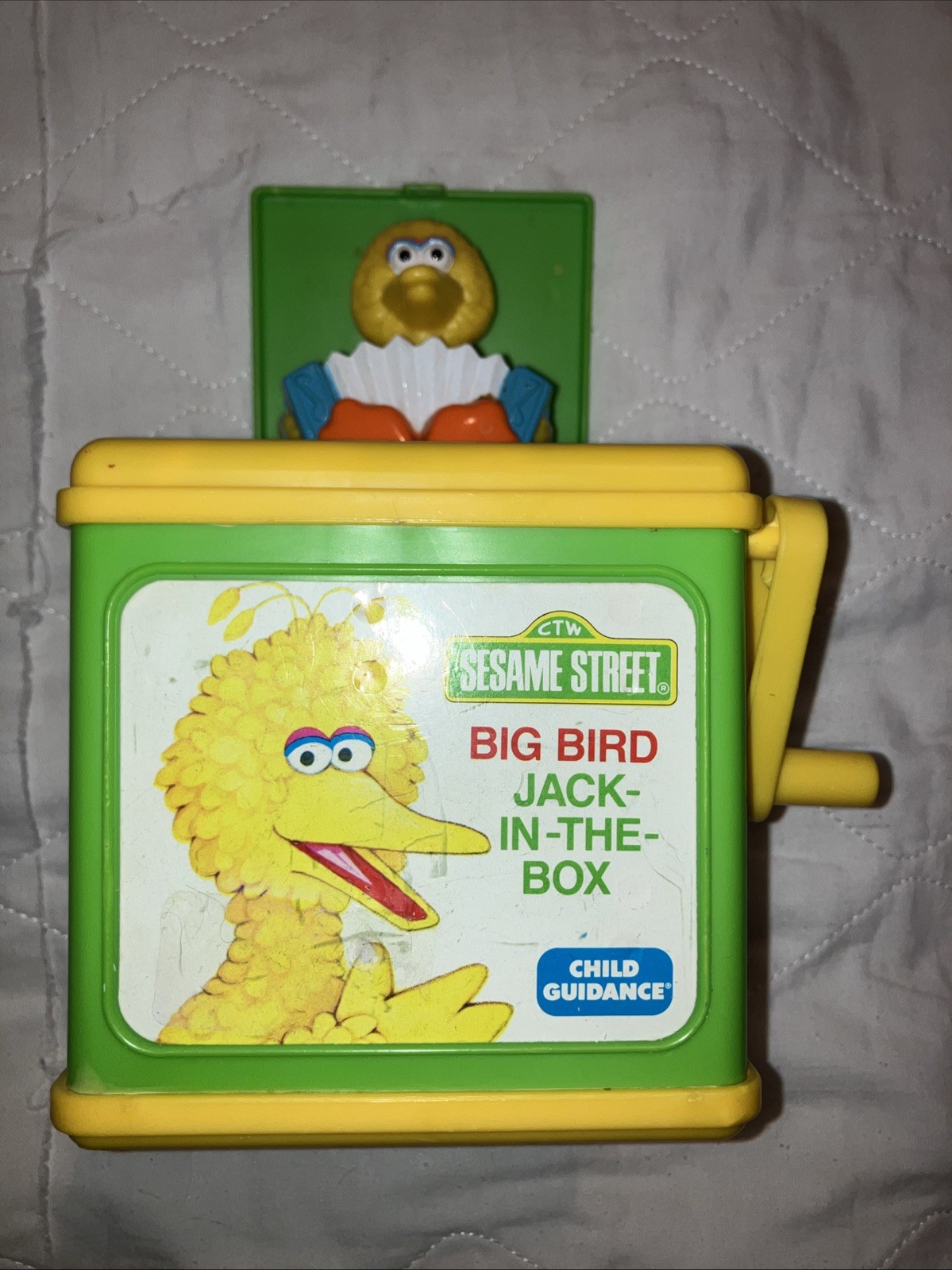 VINTAGE 1983 CBS SESAME STREET BIG BIRD JACK IN SCATOLA MUSICALE