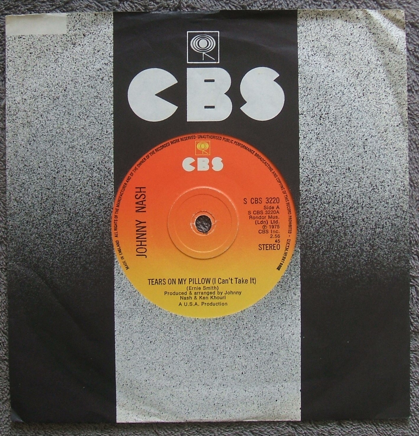 Johnny Nash - Tears On My Pillow (1975) CBS  Superb Ex+ 7"