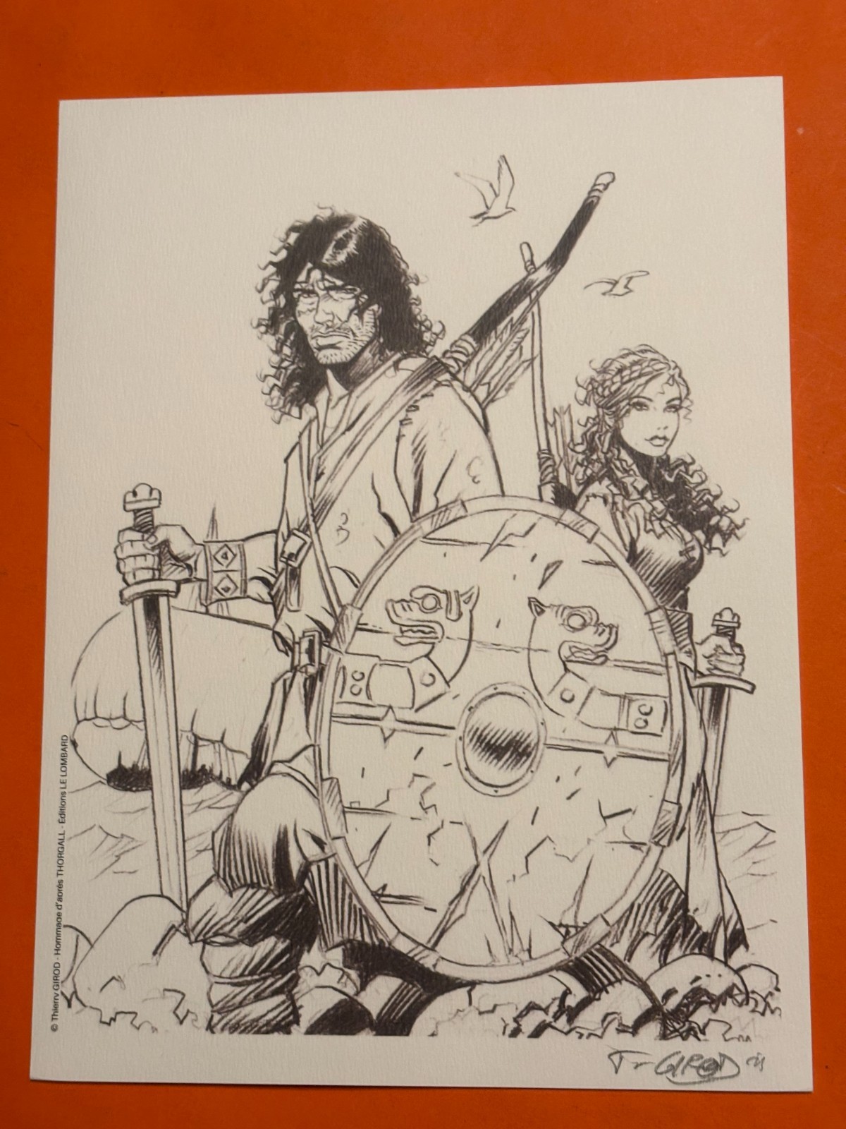 GIROD EX LIBRIS SIGNE HOMMAGE A THORGAL   18 X 25 TONNERRE DE BULLES NEUF