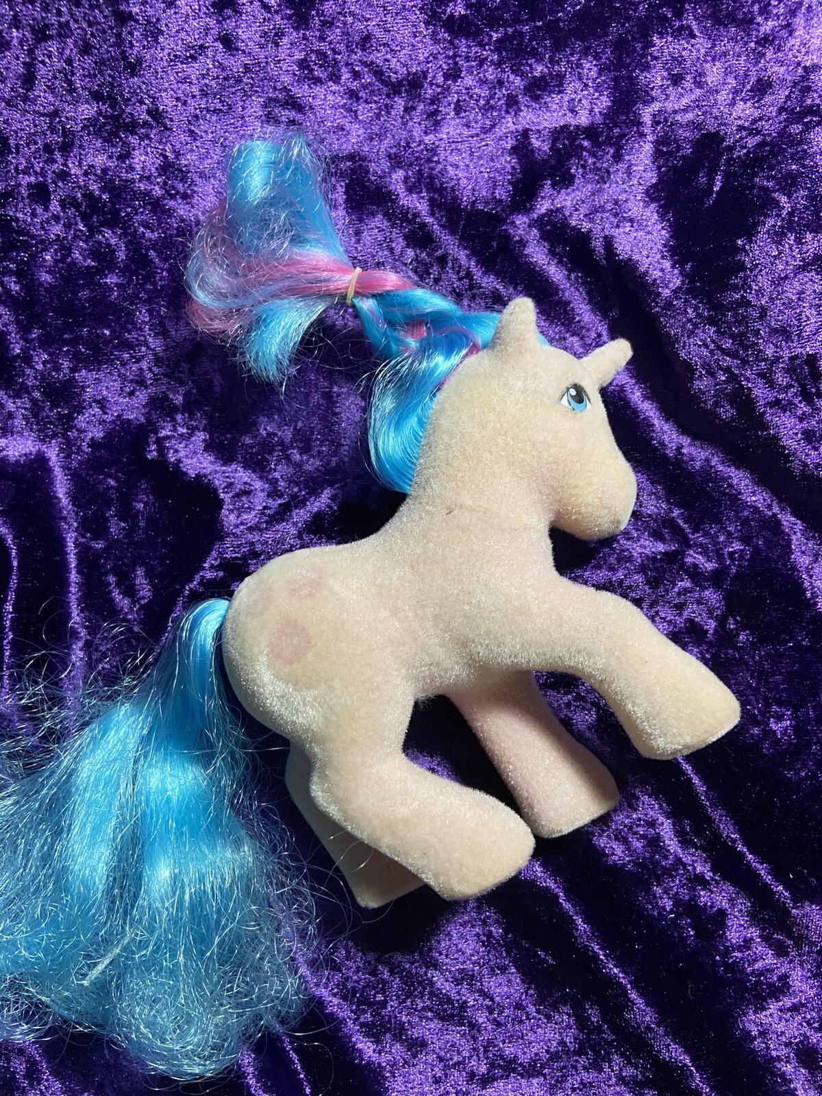 Vintage My Little Pony G1 MLP bottoni floccati così morbido unicorno fuzzy