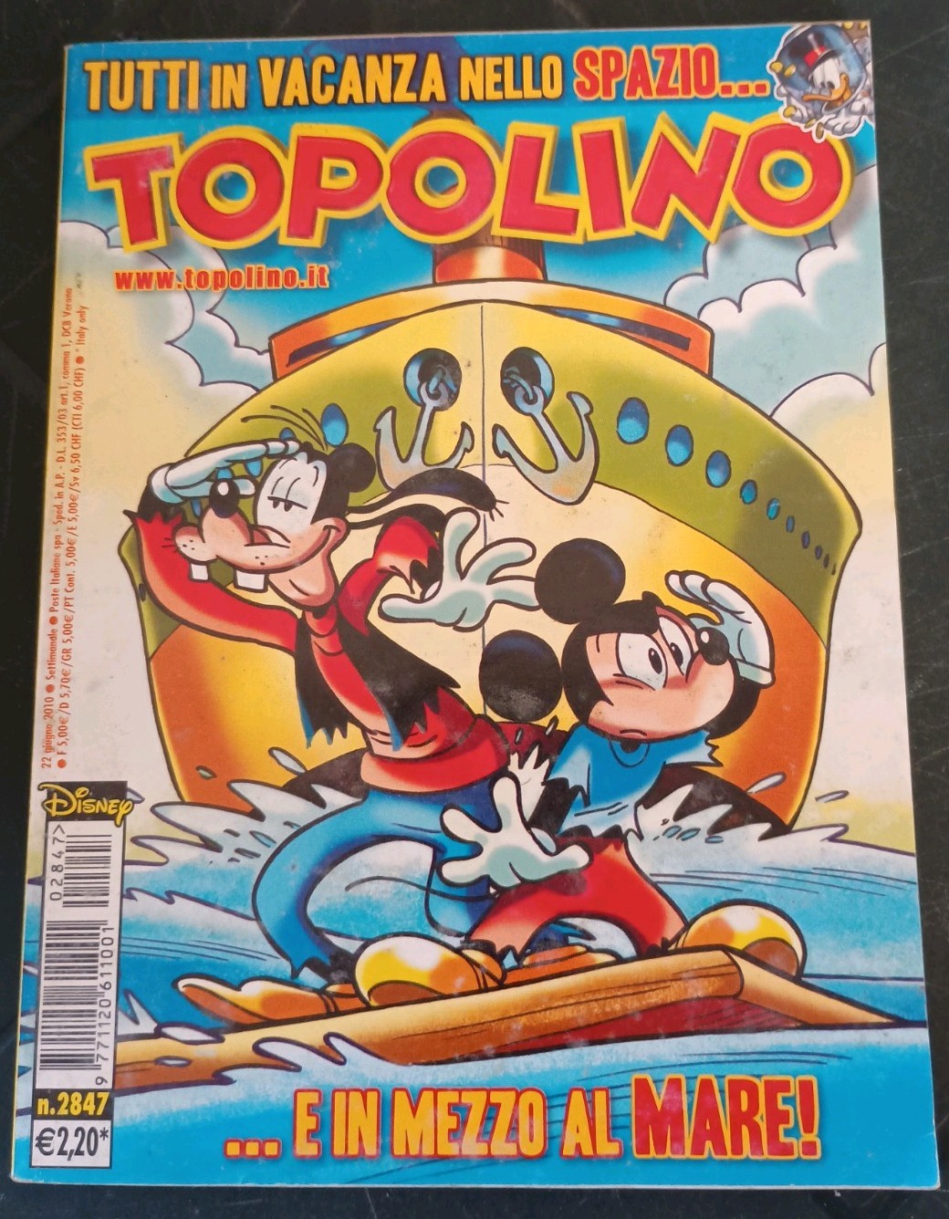 Fumetto Topolino N. 2847 Del 22 Giugno 2010