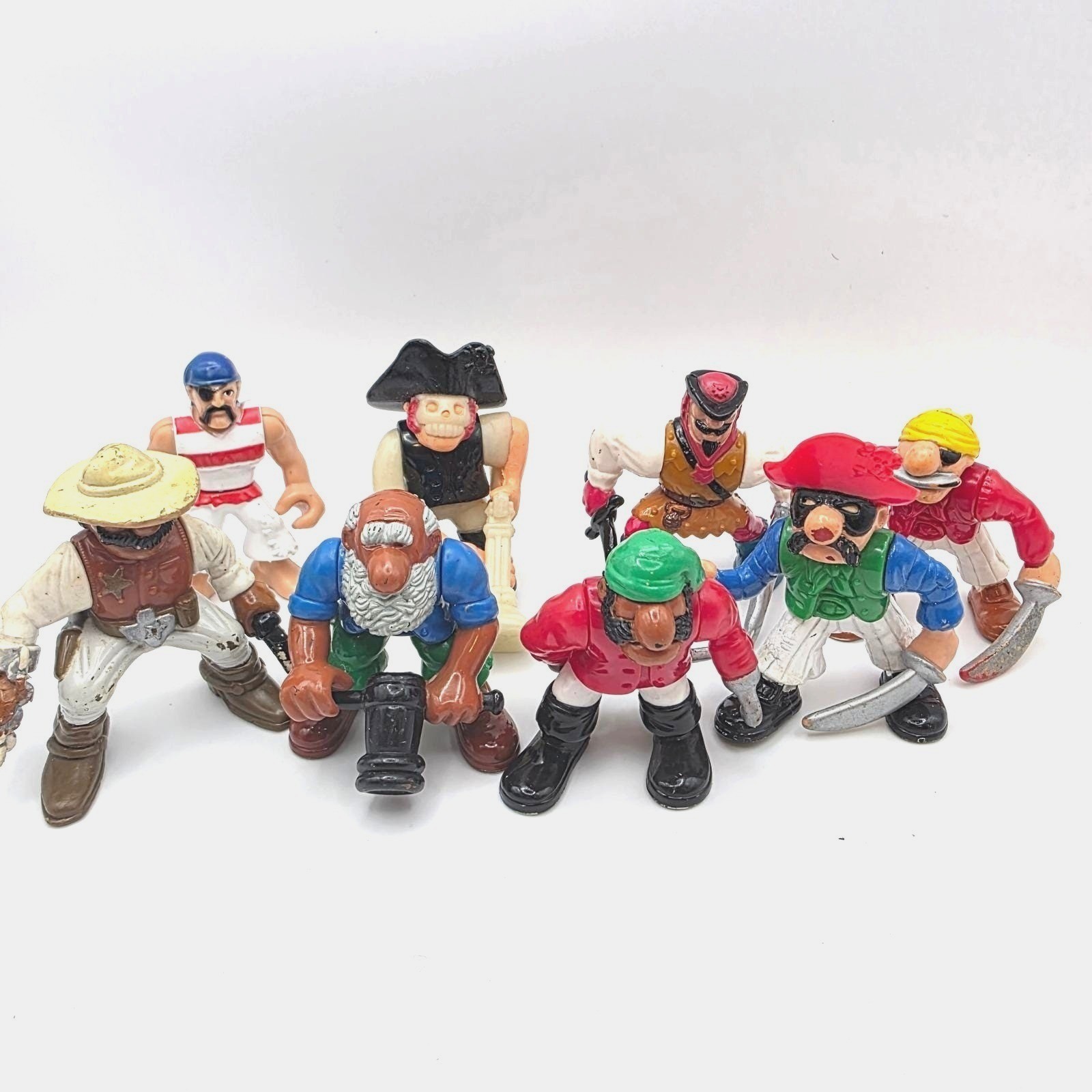 Lotto action figure cowboy pirata Fisher Price Great Adventures vintage set 8 pezzi