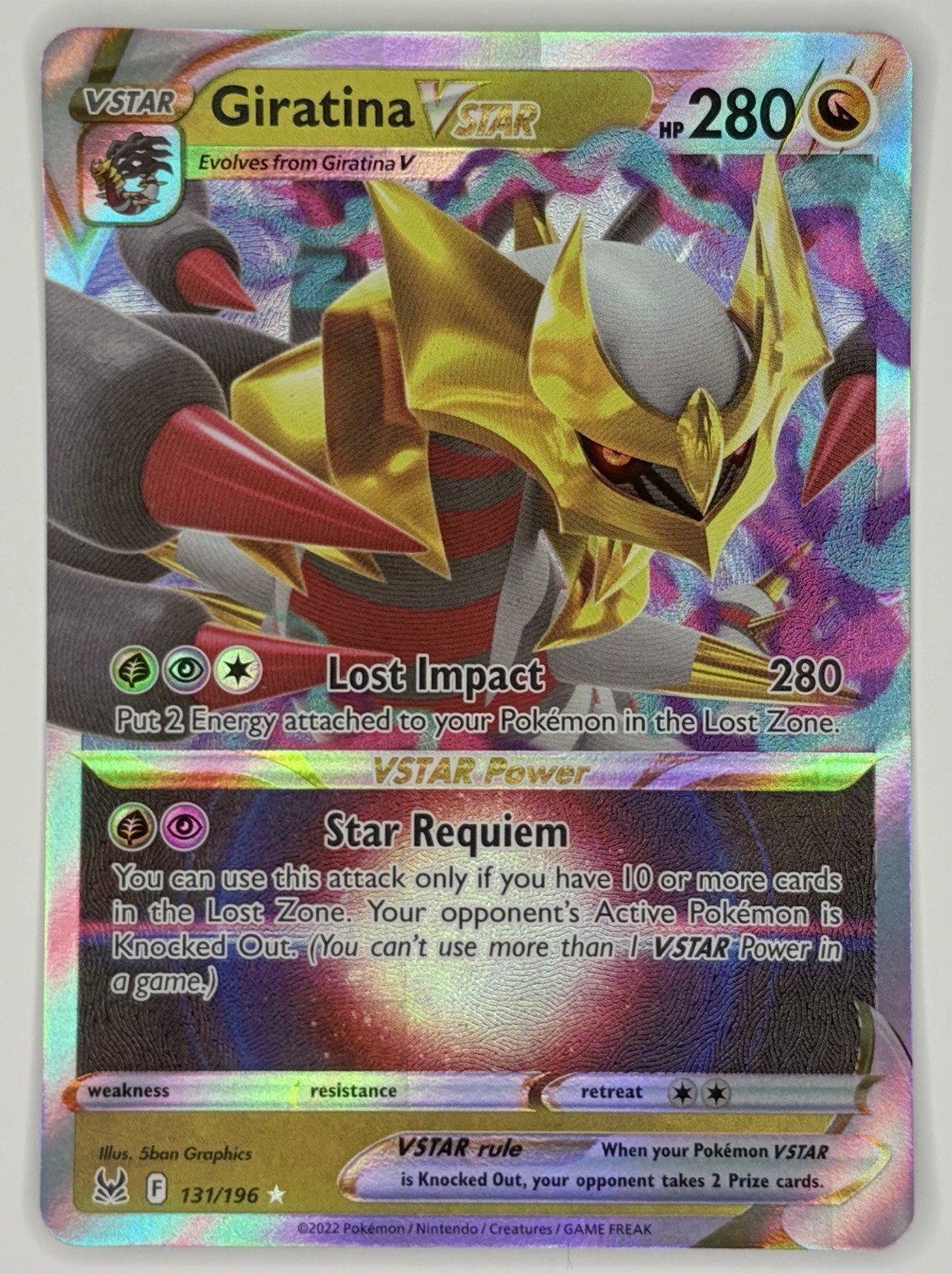 Giratina VSTAR 131/196 Pokemon Ultra Raro Origine Perduta quasi nuovo