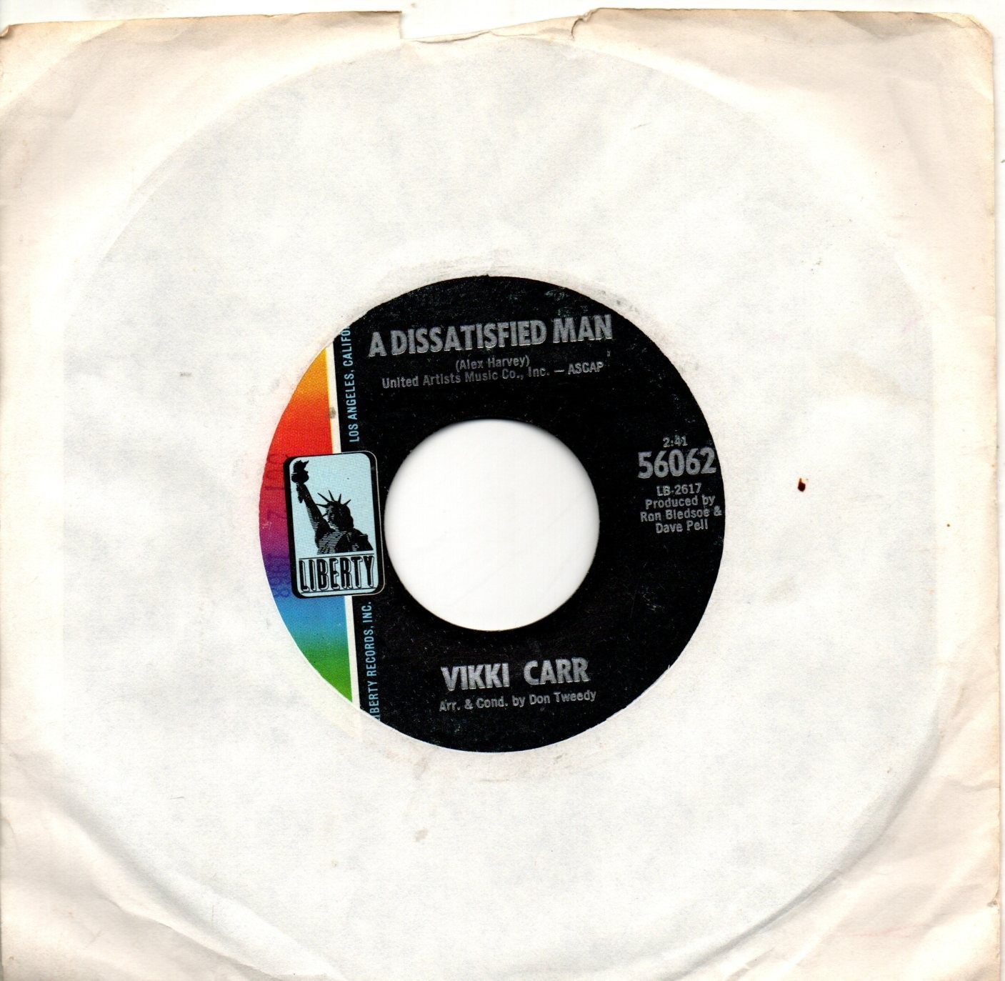 Vikki Carr:A dissatisfied man/Happy together:US Liberty:1968