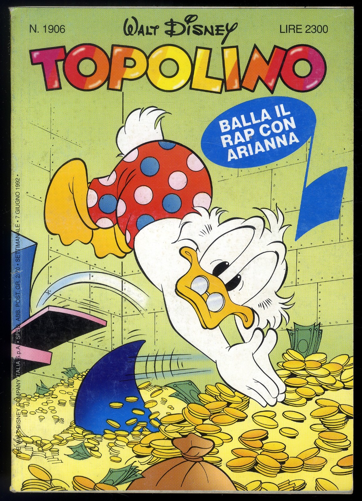 TOPOLINO N° 1906 - 7 GIUGNO 1992 - WALT DISNEY COMPANY - OTTIMO