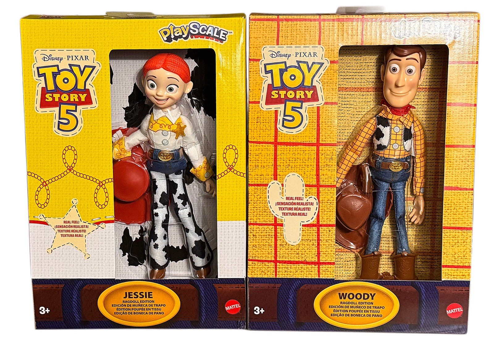 Disney Pixar Toy Story 5 personaggi Ragdoll Woody & Jessie PlayScale Mattel set