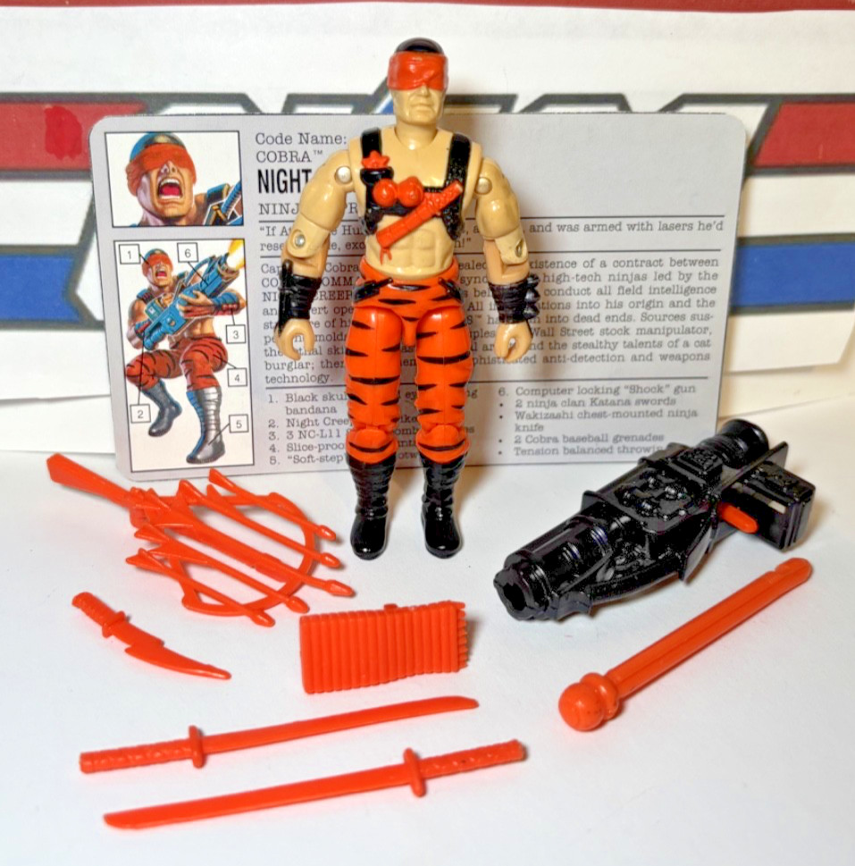 GI Joe Night Creeper Leader 1993 v1 *100% COMPLETO con scheda, quasi come nuovo!* Vintage