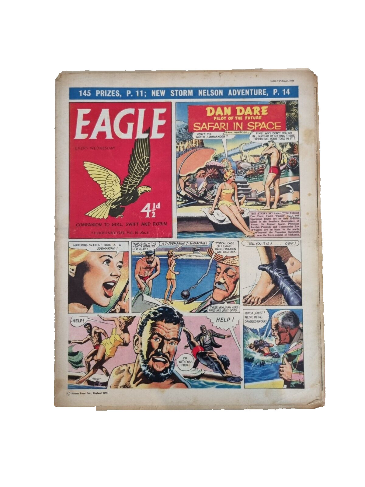 Eagle Comic 1959 Vol 10 No 6: Dan Dare The Antarctic Ship Tittan - 7th Feb