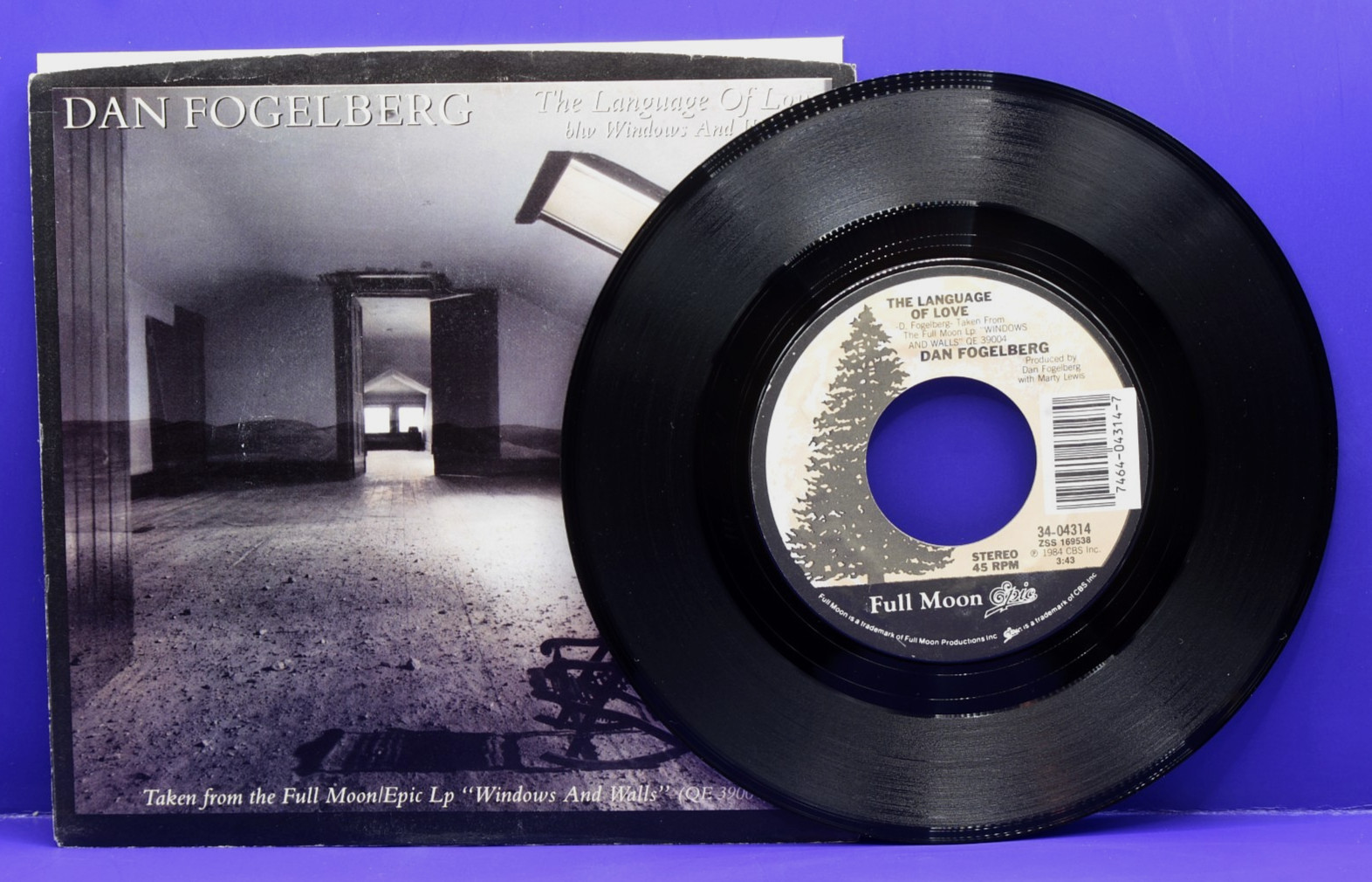 DAN FOGELBERG  The Language Of Love  45 RPM w/PS  FULL MOON 04314  NEAR MINT+