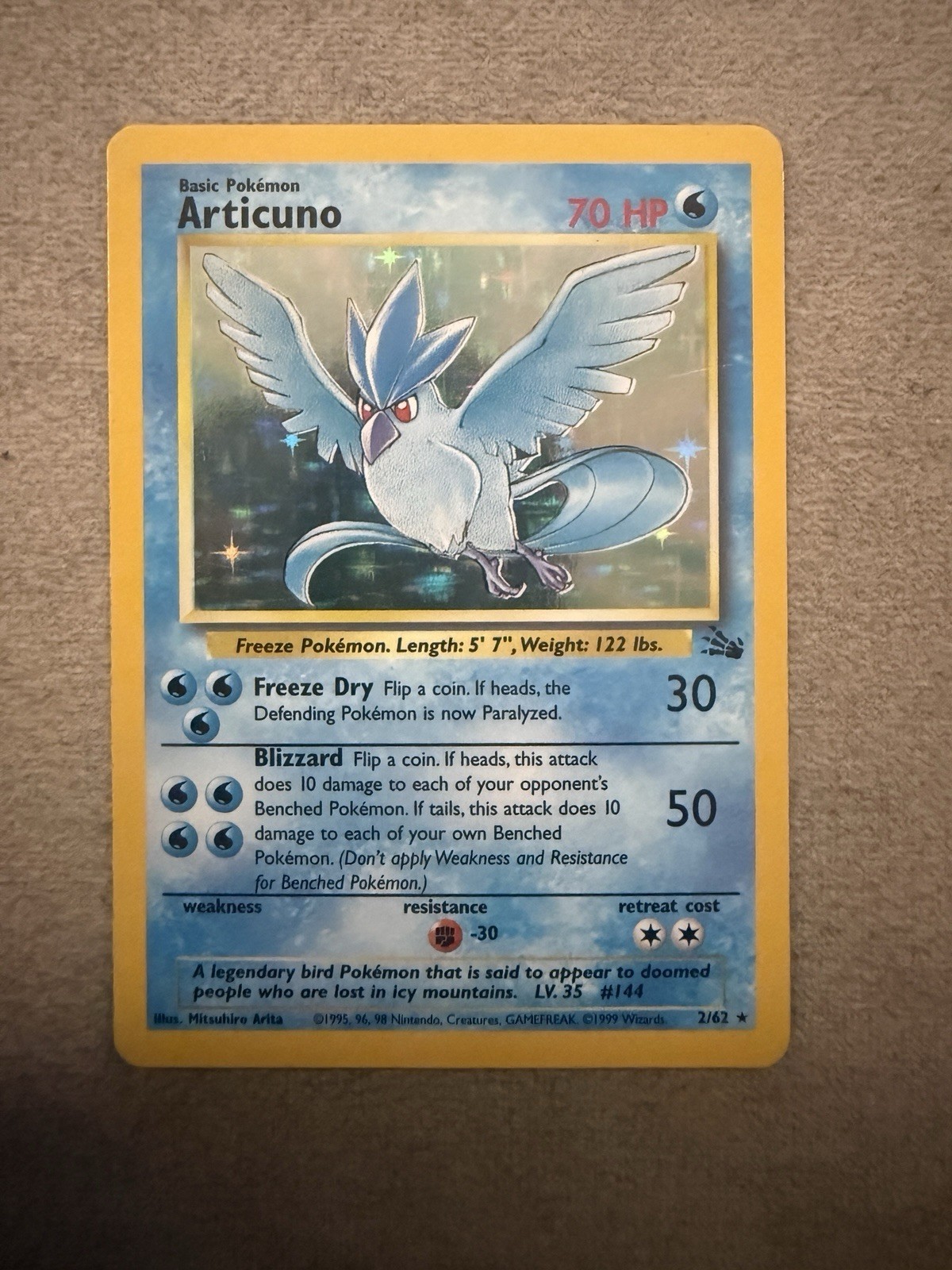 Wizards of the Coast Articuno 2/62 Fossil Holo EN 1999 70PV Rara