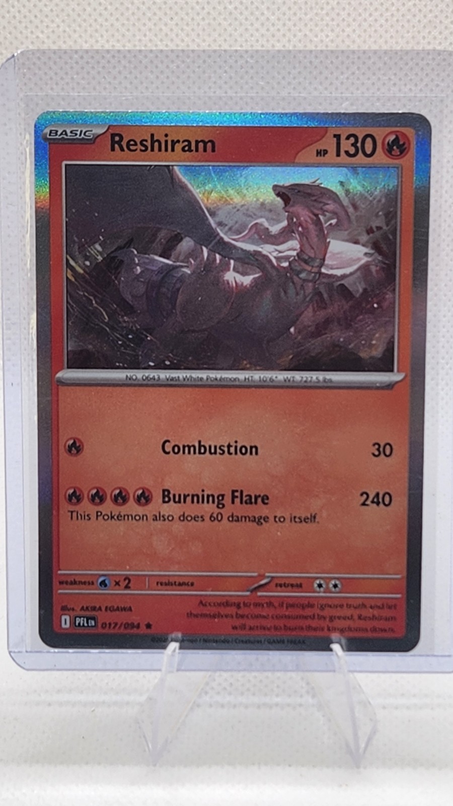 Pokemon Reshiram 2025 017/094 Reverse Holo Raro Fiamme Fantastiche PFL