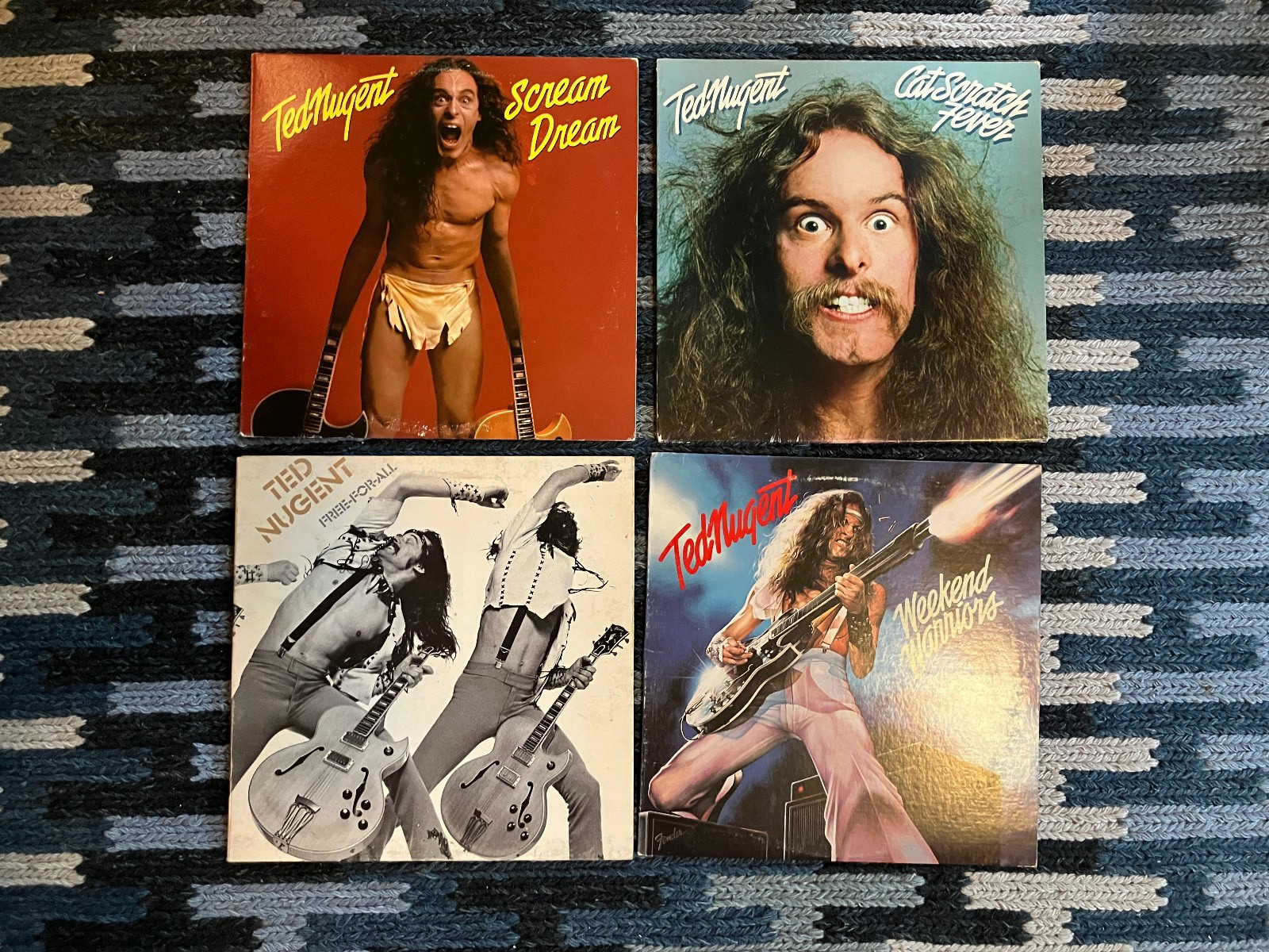 Ted Nugent 4 lp lot Free For All Cat Scratch Fever Scream Dream Weekend Warrior
