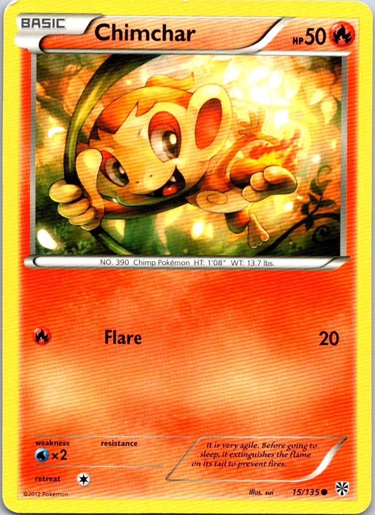 Chimchar 15/135 Common Plasma Storm Pokemon Moderately Played